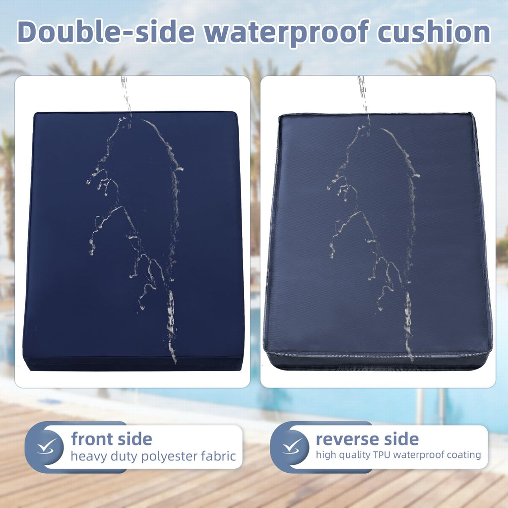Favoyard Chaise Lounge Cushions Outdoor 72 x 21 x3 Inch Waterproof & 3-Year Fade Resistant Outdoor Lounge Chair Cushions with Removable Cover, Ties and Hidden Zipper for Patio Pool Lounge Chairs