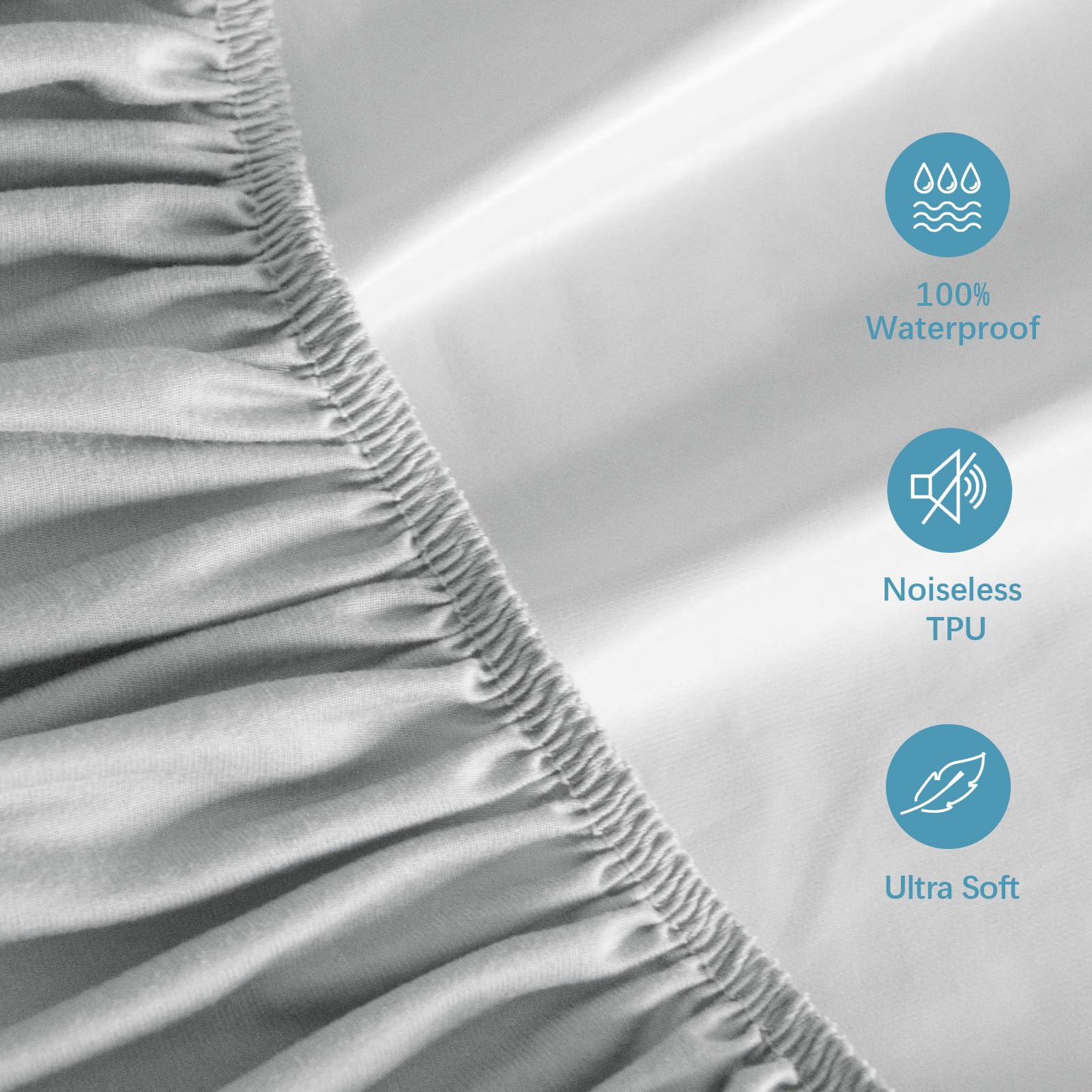 2 Pack Twin Mattress Protector Waterproof, Noiseless & Soft Coverage Mattress Fitted Sheet Twin with Deep Pocket up to 14", Super Breathable & Easy Wash Twin Size Mattress Protector