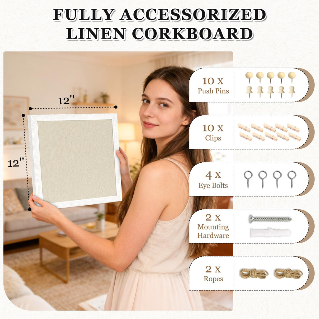 DOLLAR BOSS Black Cork Board with Linen Double-Sided 16''X 12'', Black Cork Boards for Walls, Wood Frame Bulletin Board Hanging Pin Board, Cork Board for Office Home School 1-Pack