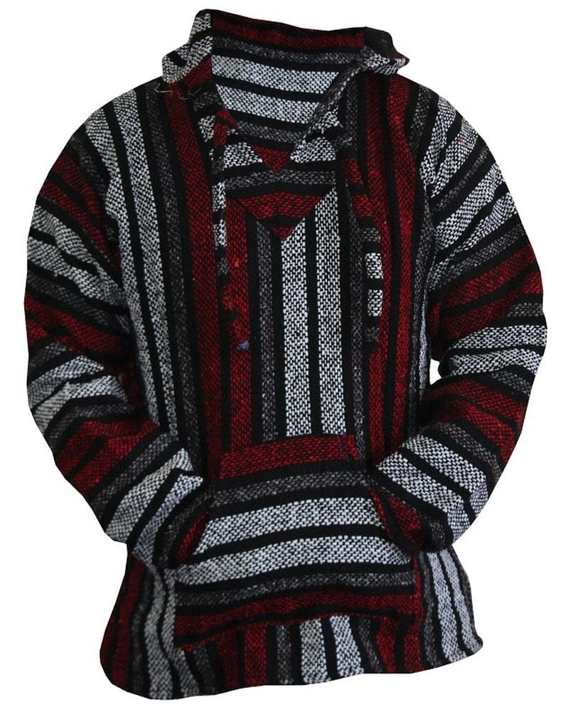 Del Mex Mexican Baja Hoodie Hippie Surf Poncho Sweater Sweatshirt Pullover Jerga