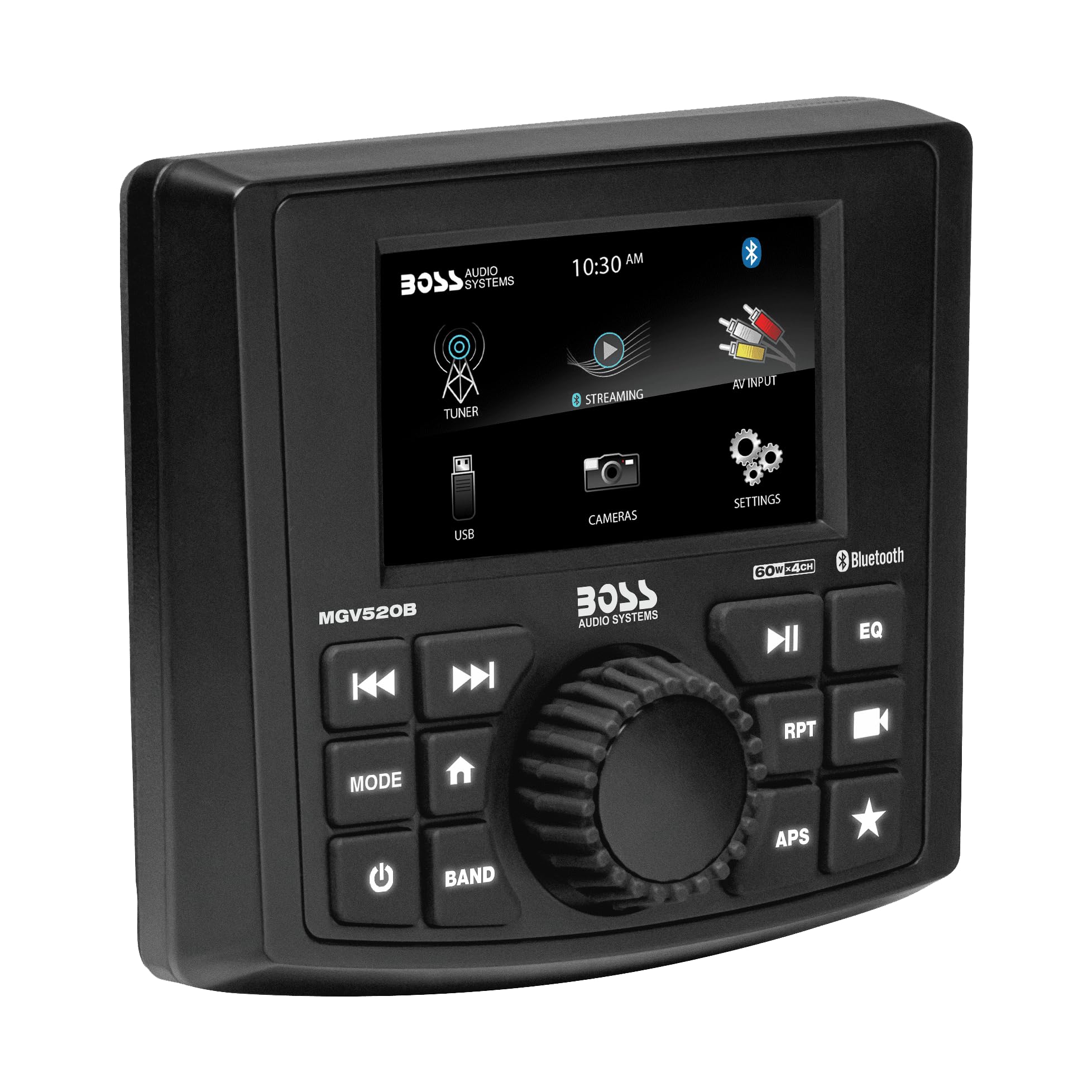 BOSS Audio Systems MGR250B Bluetooth Marine Radio Gauge Receiver, Built-In Amplifier, IPX6-Rated, USB Port + USB Charging