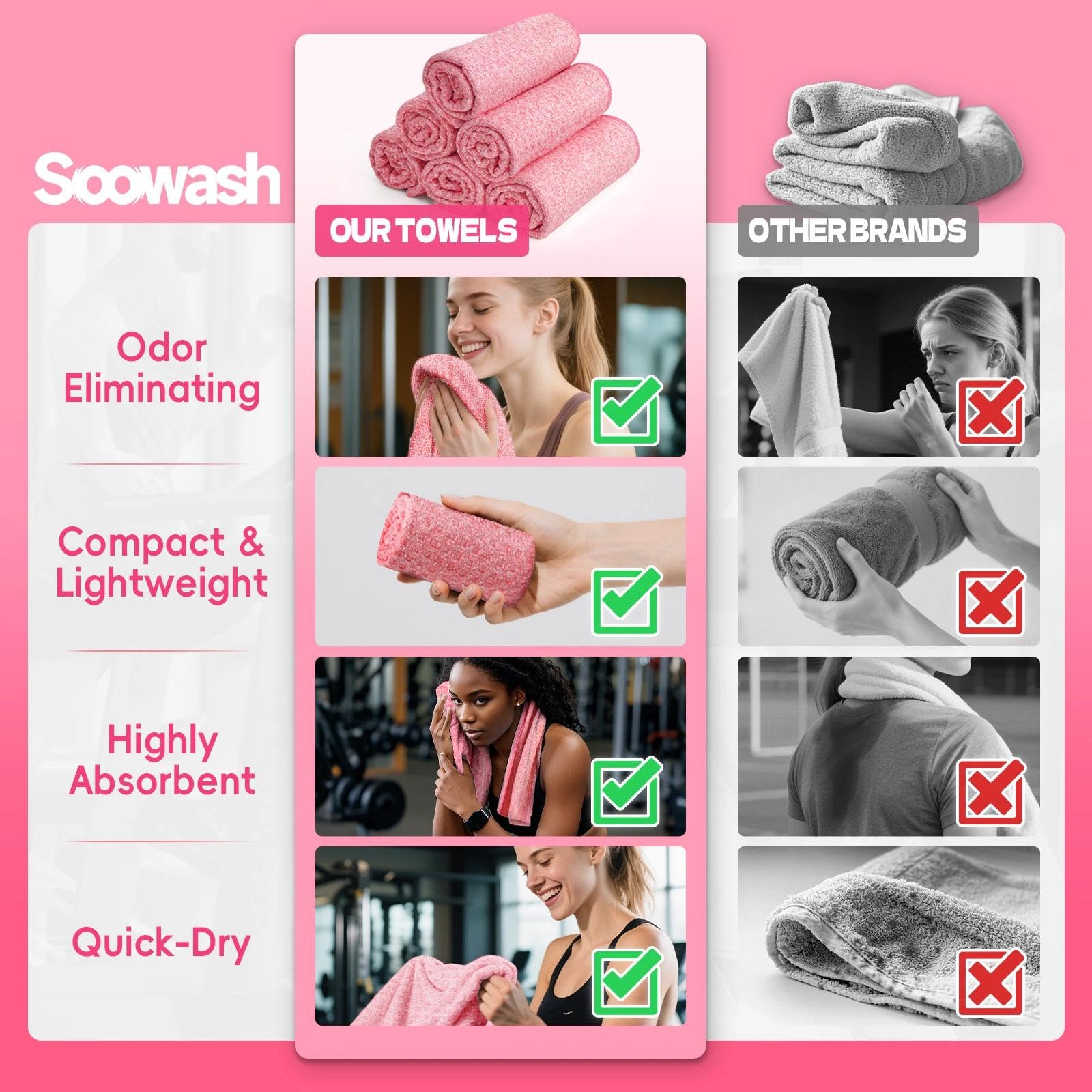 Microfiber Gym Towels for Showering Working Out Quick Dry Negative ions Large Middle Small Sizes Lightweight Gym Towel for Men Women Tennis Sports Towels for Body Hot Yoga Fitness Essentials