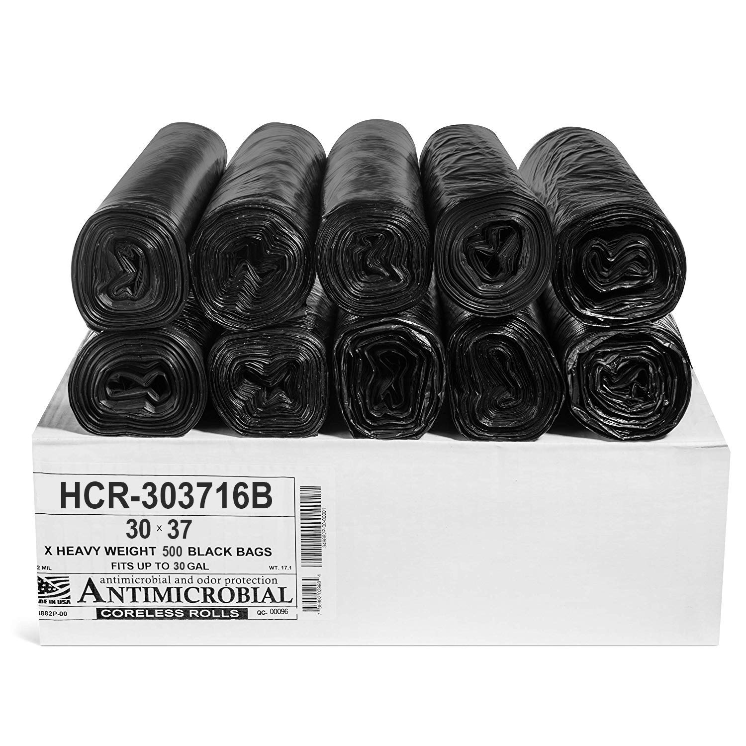 Aluf Plastics High Density Trash Bags, 10 Gallon, 4000 Count, 6 Micron (eq), 24" x 24", Black, for Bathroom, Office, Industrial, Commercial, Janitorial, Municipal, Recycling