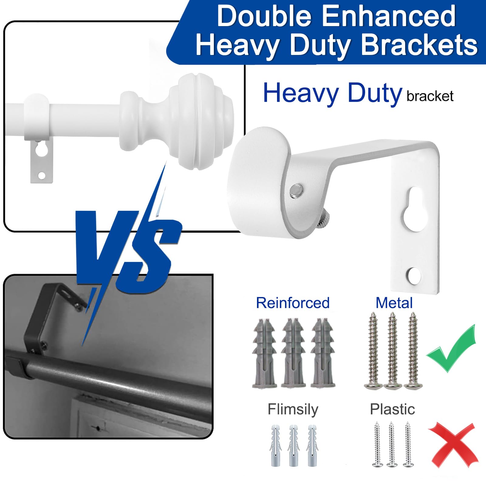 Curtain Rods for Windows 48-84 inch,3/4 inch Heavy Duty Adjustable Decorative Curtain Rod with Modern Finials,Window Rods for Bedroom, Living Room,Patio and Kitchen