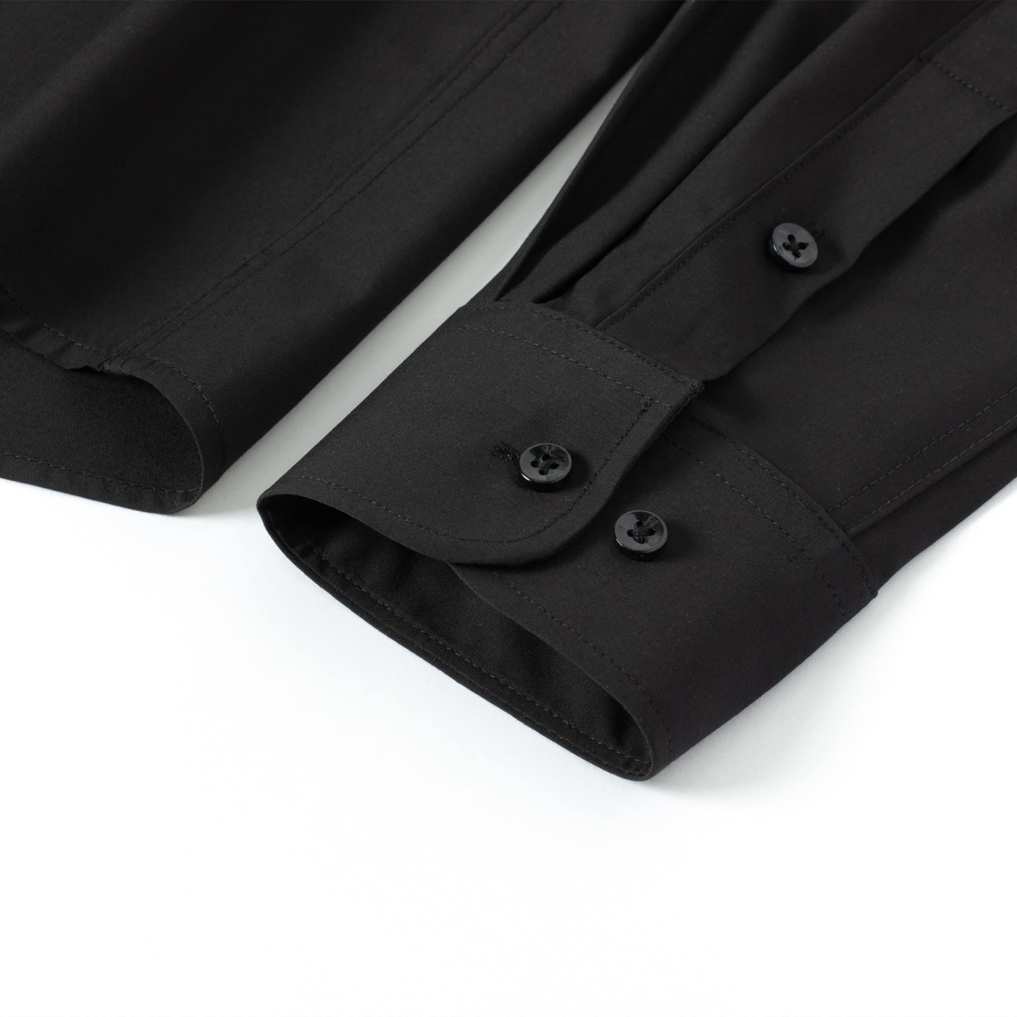 FAHIZO Men's Dress Shirt Casual Regular Fit Stretch Solid Long Sleeve Button Up Shirts