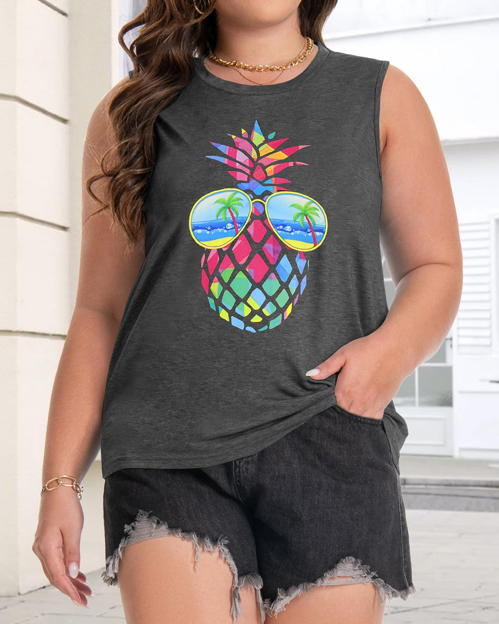 Plus Size Tops for Women Sleeveless Summer Tank Top Loose Fit Casual Tunics Shirts 2026