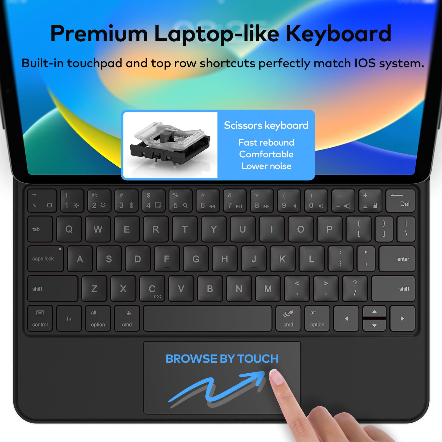 runelk Keyboard Case for iPad 10th Generation 2022 & 11th (A16, 2025) – Magic-Style Keyboard with Multi-Touch Trackpad – Floating Cantilever Stand – Magnetic Case for iPad 10.9 inch 10th / 11th Gen.