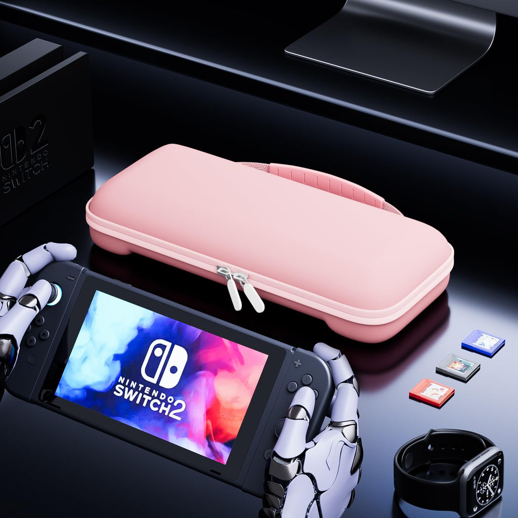 ProCase Carrying Case for Nintendo Switch 2 (2025) with 24 Game Card Slots, Hard Portable Travel Case Storage Bag Protective Pouch for 2025 Nintendo Switch 2 Console AC Adapter & Accessories -Black,L