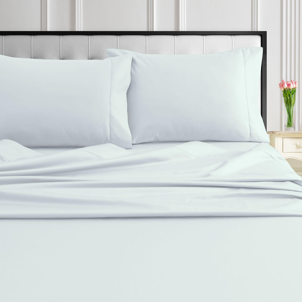 Tribeca Living 1000 Thread Count Egyptian Cotton Sheets King Size - Silky Smooth Sateen Weave for Luxurious Sleep - 22 Inch Deep Pocket 4-Piece Set in Classic Blue