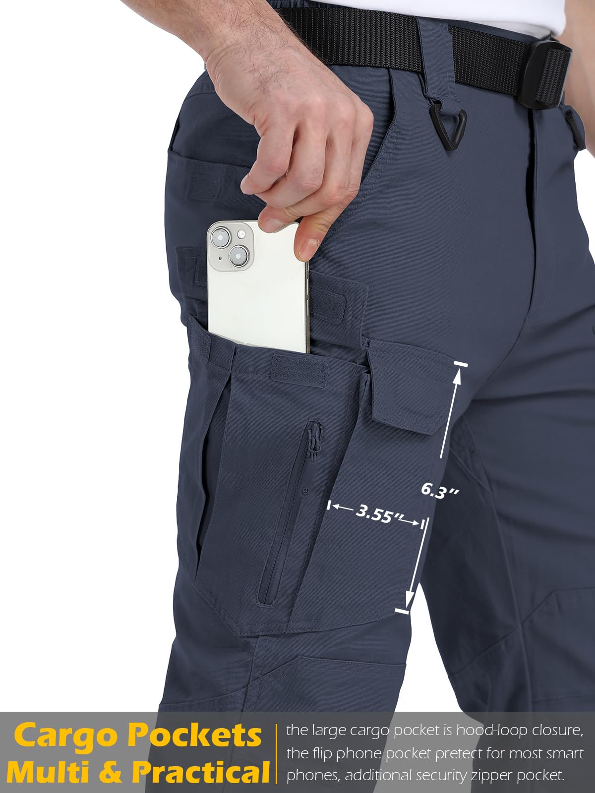MANSDOUR Men's Cotton Hiking Tactical Pants Lightweight Stretch Military Combat Cargo Work Pants