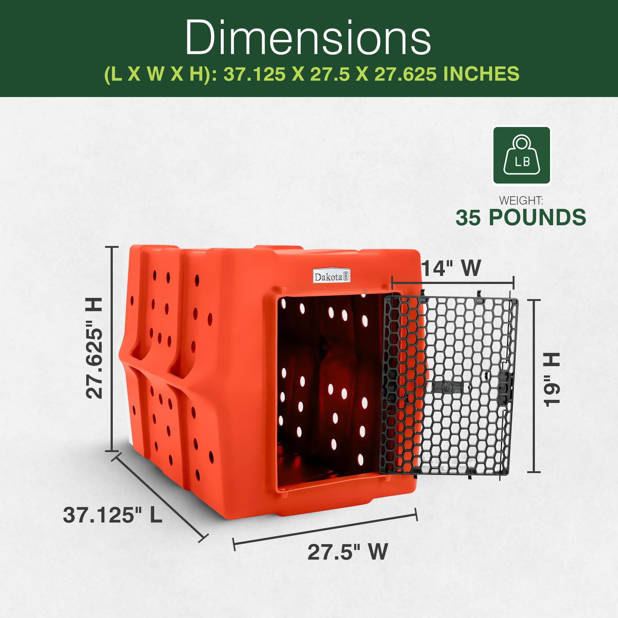 Dakota 283 Canine Rough and Tough Economy Dog Crate w/ Removable Two-Way Door - Heavy Duty Outdoor Kennel for Medium Breed Dogs (Coyote Granite, Intermediate)