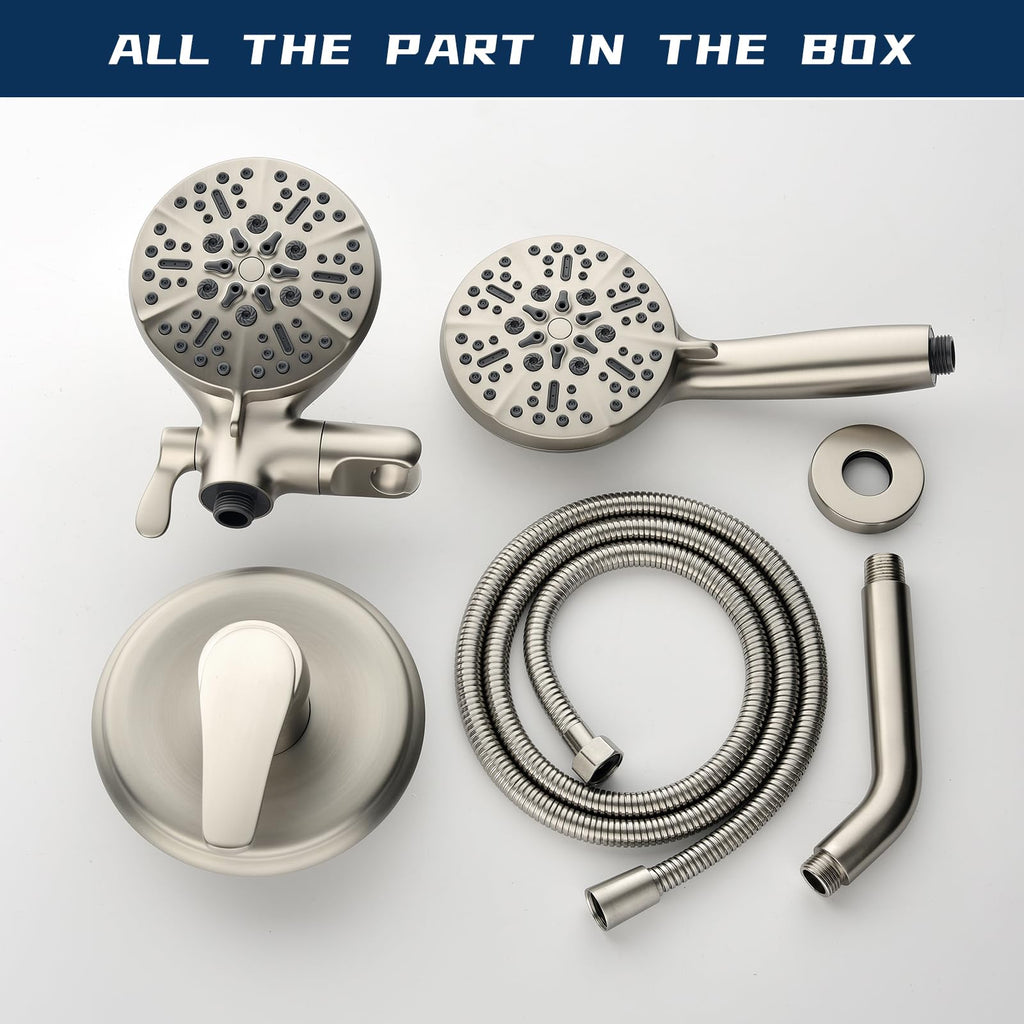 Shower Tub Kit Tub Shower Faucet Combo Set Bathtub Faucet Set Shower System with Tub Spout Shower Valve and Trim Kit Shower Fixtures Brushed Gold