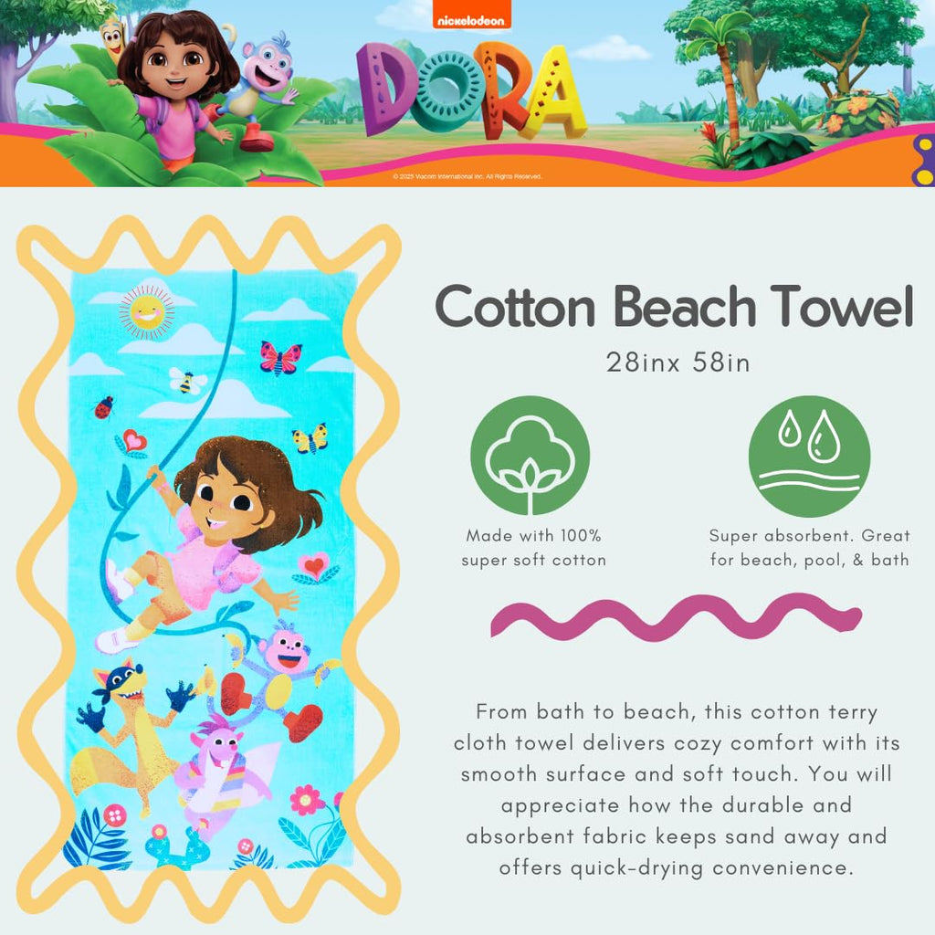 Barney Classic Kids Super Soft Cotton Bath/Pool/Beach Towel, 58 in x 28 in, (Offical Licensed Product) By Franco