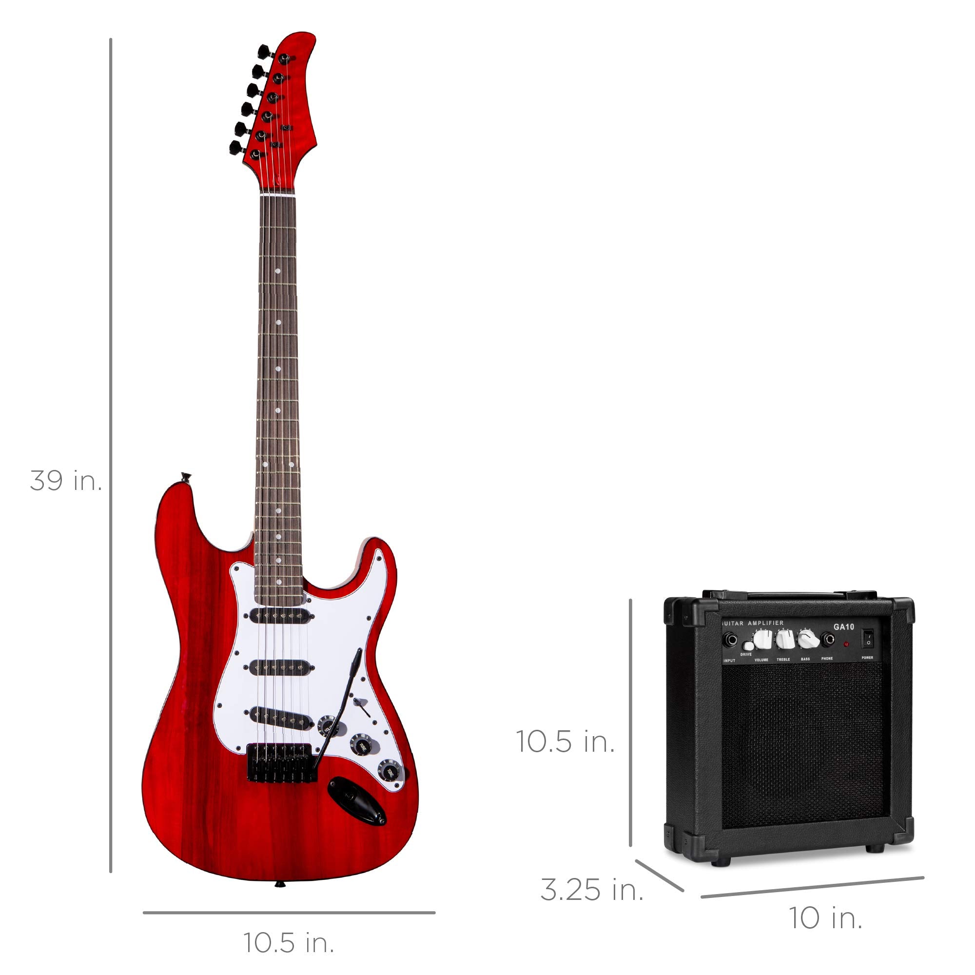 Best Choice Products 39in Full Size Beginner Electric Guitar Starter Kit w/Case, Strap, 10W Amp, Strings, Pick, Tremolo Bar - 3 Color Sunburst