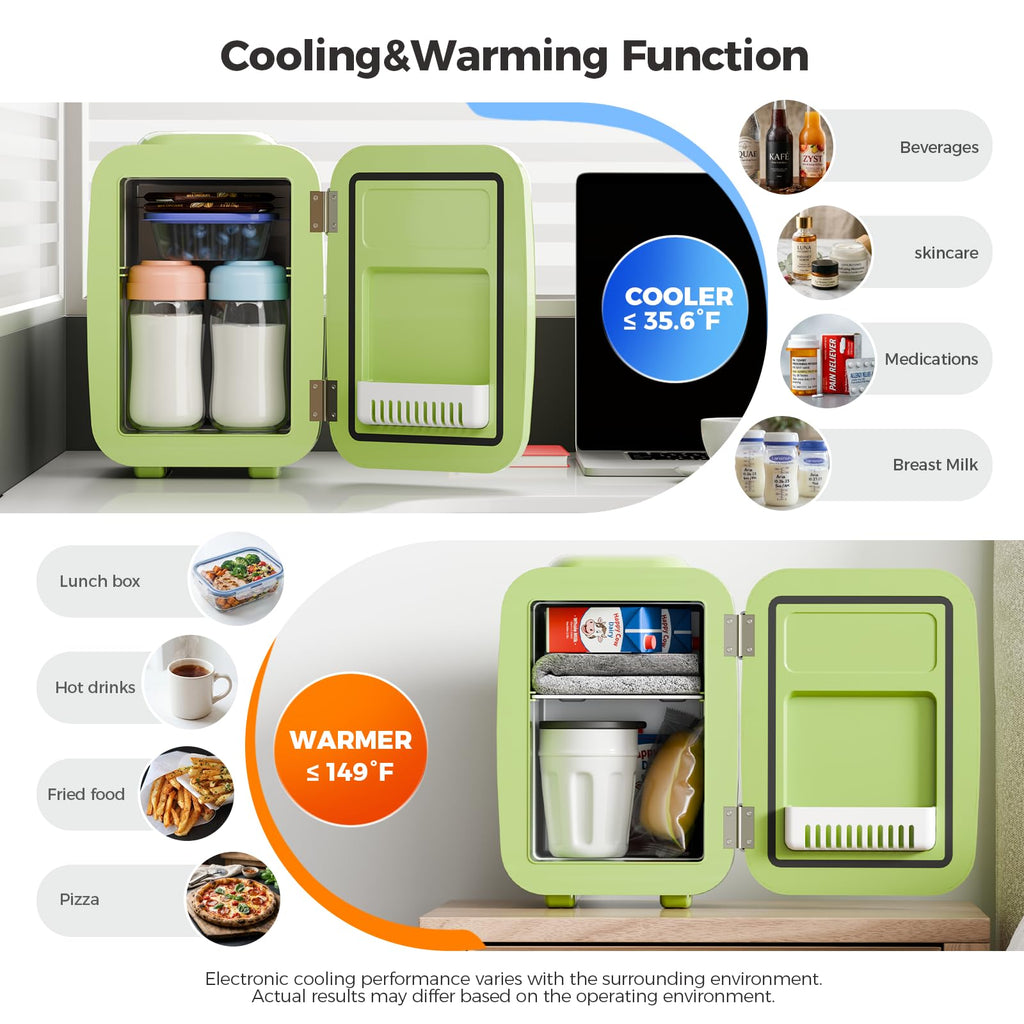 YASHE Mini Fridge, 4 Liter/6 Can Mini Makeup Fridge, 110V AC/ 12V DC Portable Thermoelectric Cooler&Warmer for Skincare, Drink, Cosmetic, Medicine, Small fridge for Bedroom, Office, Dorm, Car, Black