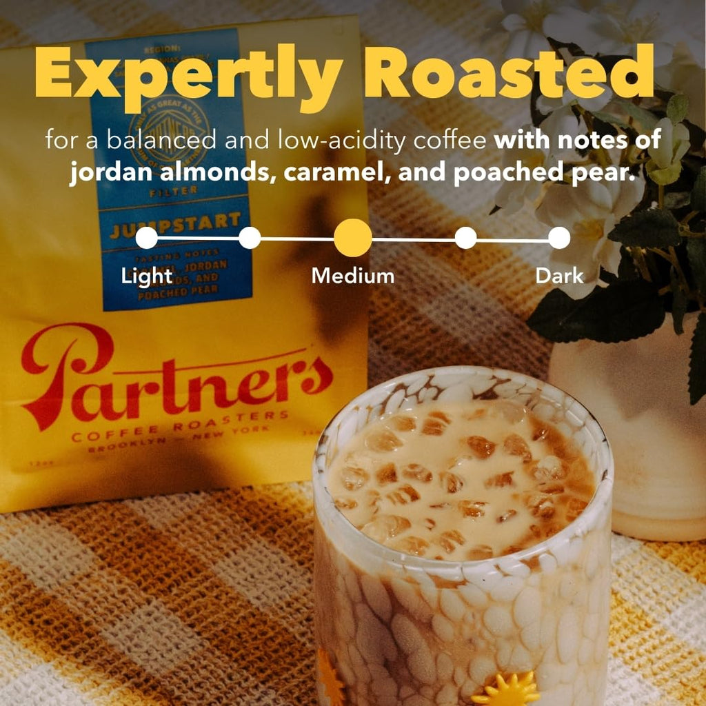 PARTNERS COFFEE ROASTERS - Whole Bean Coffee (Bedford - Espresso, Medium Roast) 12oz - Fruity, Complex, Espresso - Whole Coffee Beans - Lab Tested for Mycotoxins & Heavy Metals - Hand Roasted in NYC