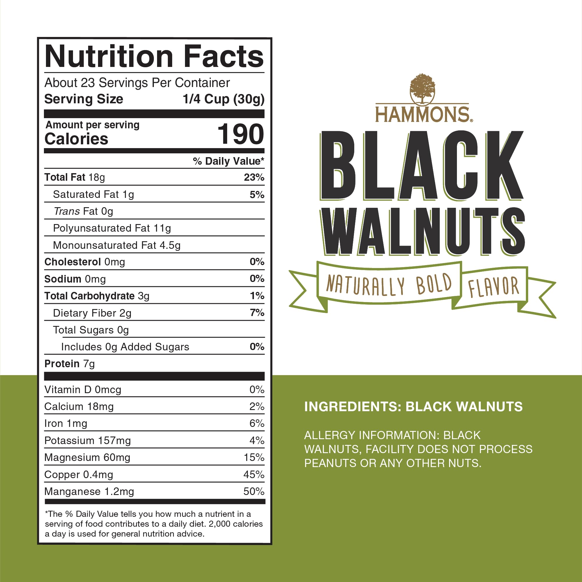 Hammons Fancy Large Black Walnuts - Wild Harvested - Non-GMO - Gluten-Free - High Protein - Keto Snack - Nut Pieces for Cooking and Baking - 24oz