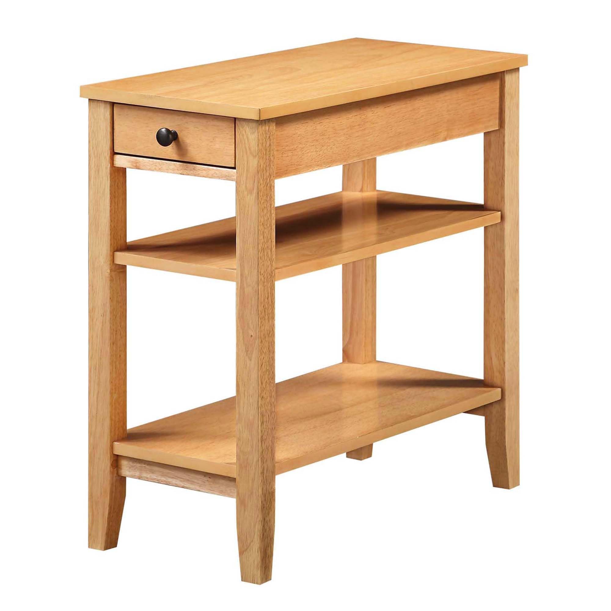 Convenience Concepts American Heritage Chairside End Table with Drawer 23.5" - Classic Living Room Table with Storage Shelf, Bedroom Nightstand, Black