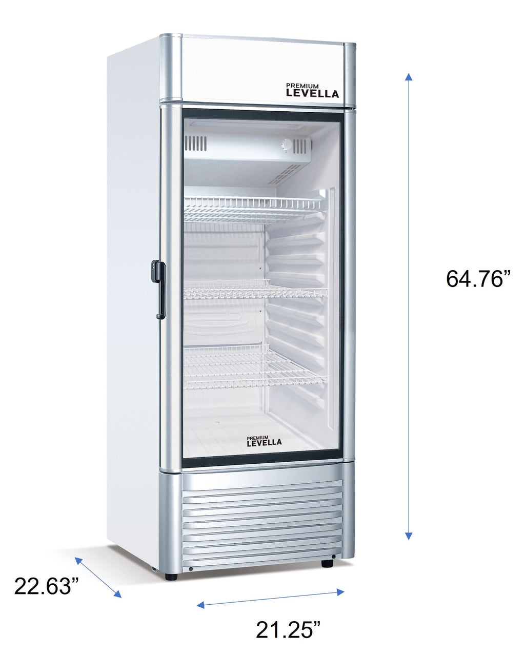 PremiumLevella PRF37DX Glass Door Display Refrigerator 3.1 cu ft Commercial Beverage Cooler Merchandiser - Black