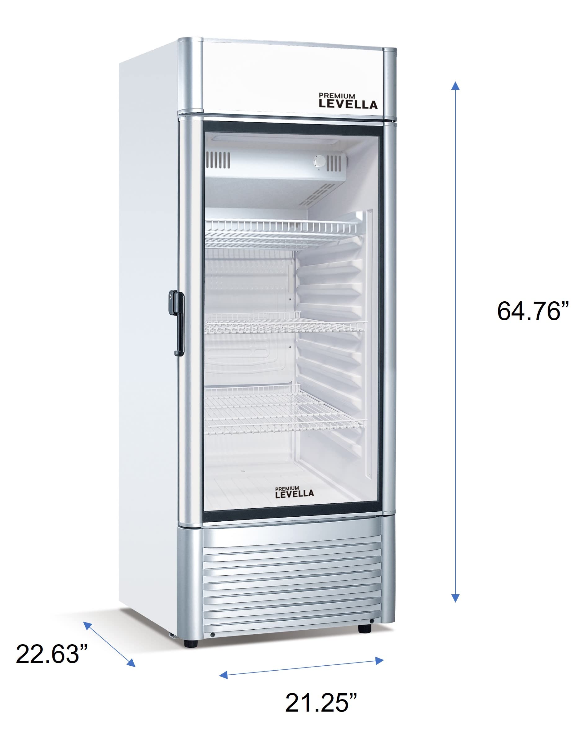 PremiumLevella PRF37DX Glass Door Display Refrigerator 3.1 cu ft Commercial Beverage Cooler Merchandiser - Black