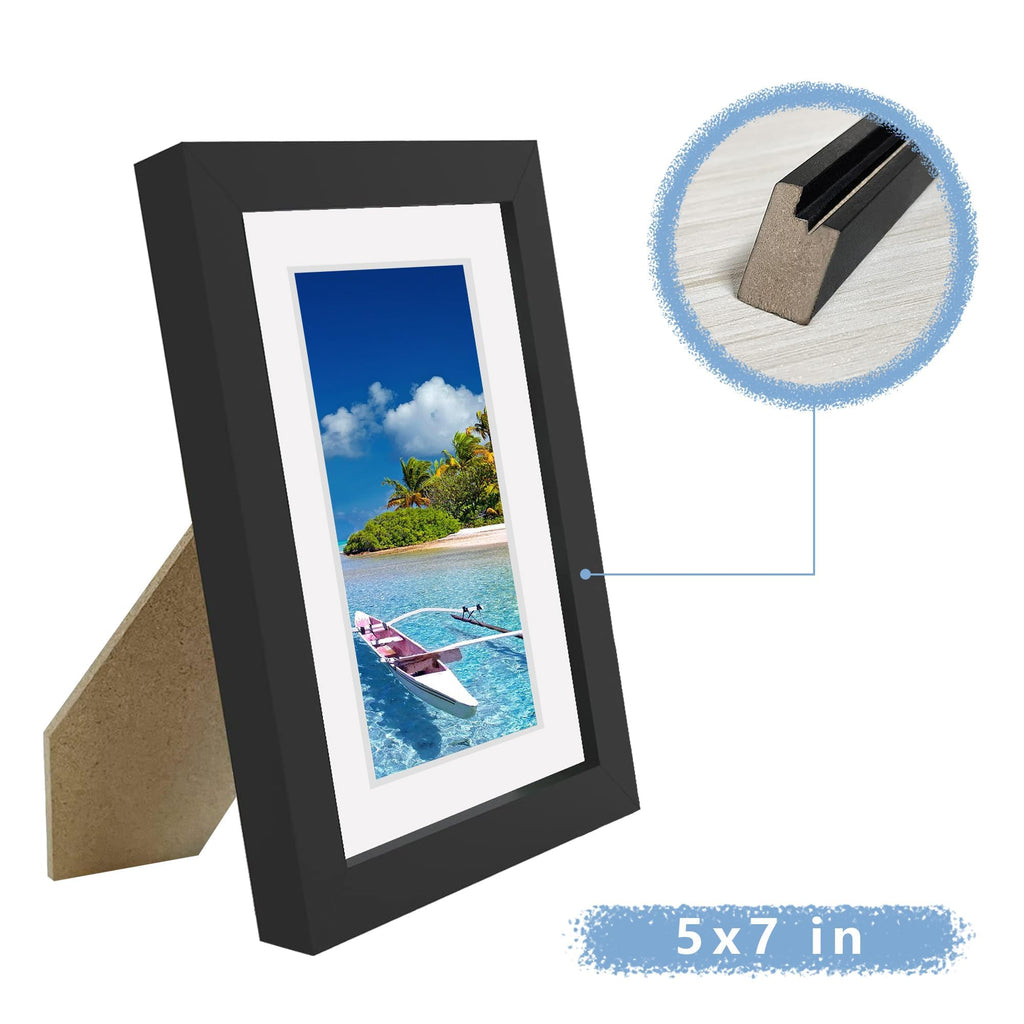 Picrit 24x34 Black Poster Frame 7 Pack, Display Pictures 20x30 Picture with Mat or 24 x 34 without Mat for Horizontal or Vertical Wall Mounting, Wall Gallery Photo Frames
