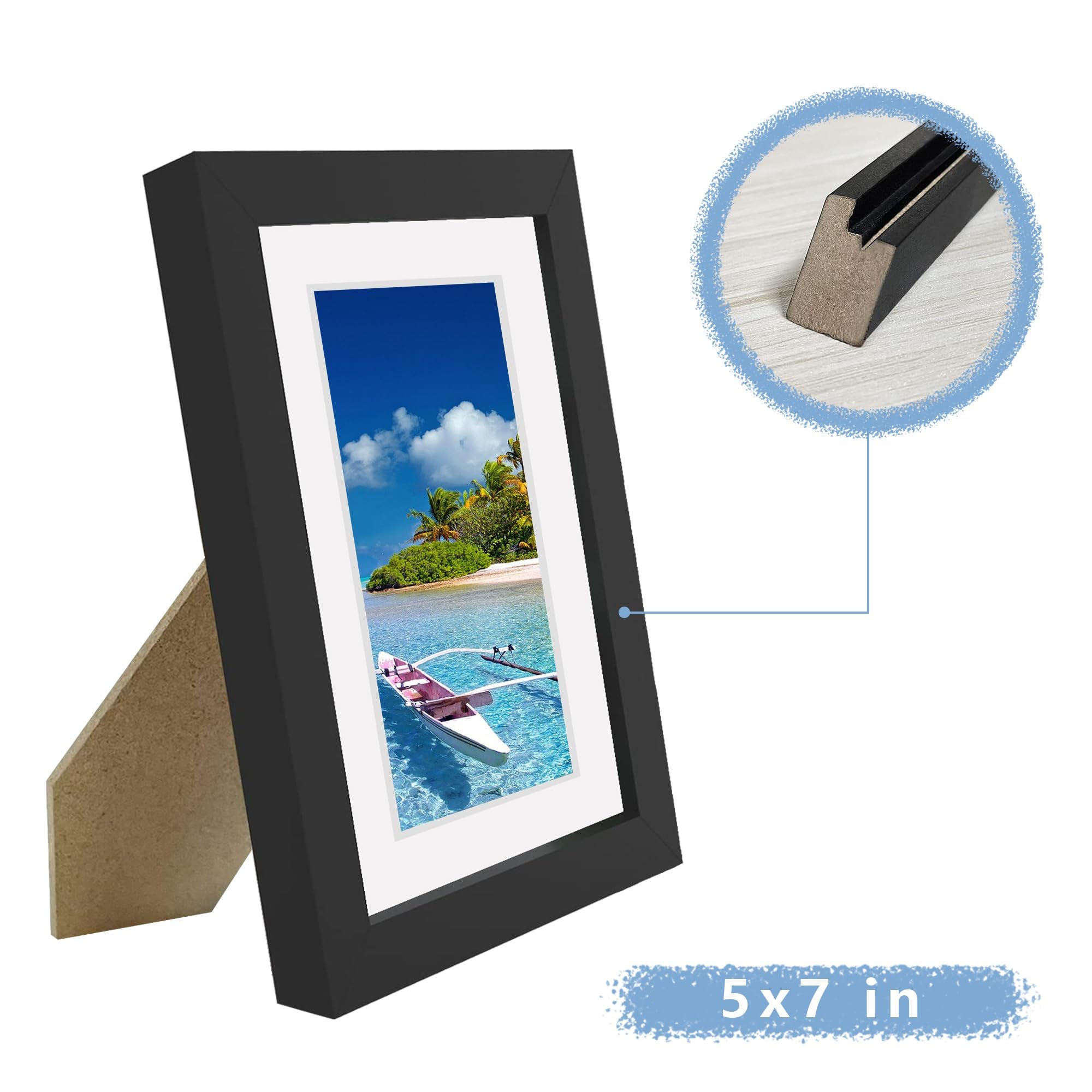 Picrit 24x34 Black Poster Frame 7 Pack, Display Pictures 20x30 Picture with Mat or 24 x 34 without Mat for Horizontal or Vertical Wall Mounting, Wall Gallery Photo Frames
