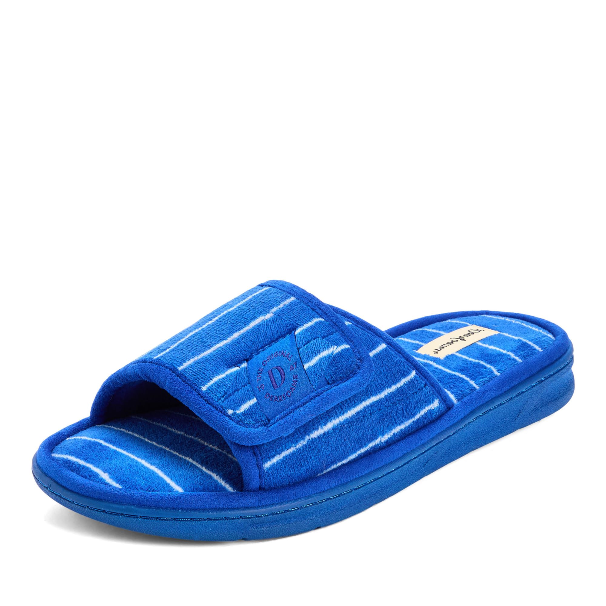 Dearfoams Men's Adjustable Indoor/Outdoor Memory Foam Machine Washable Summer Slide Slipper