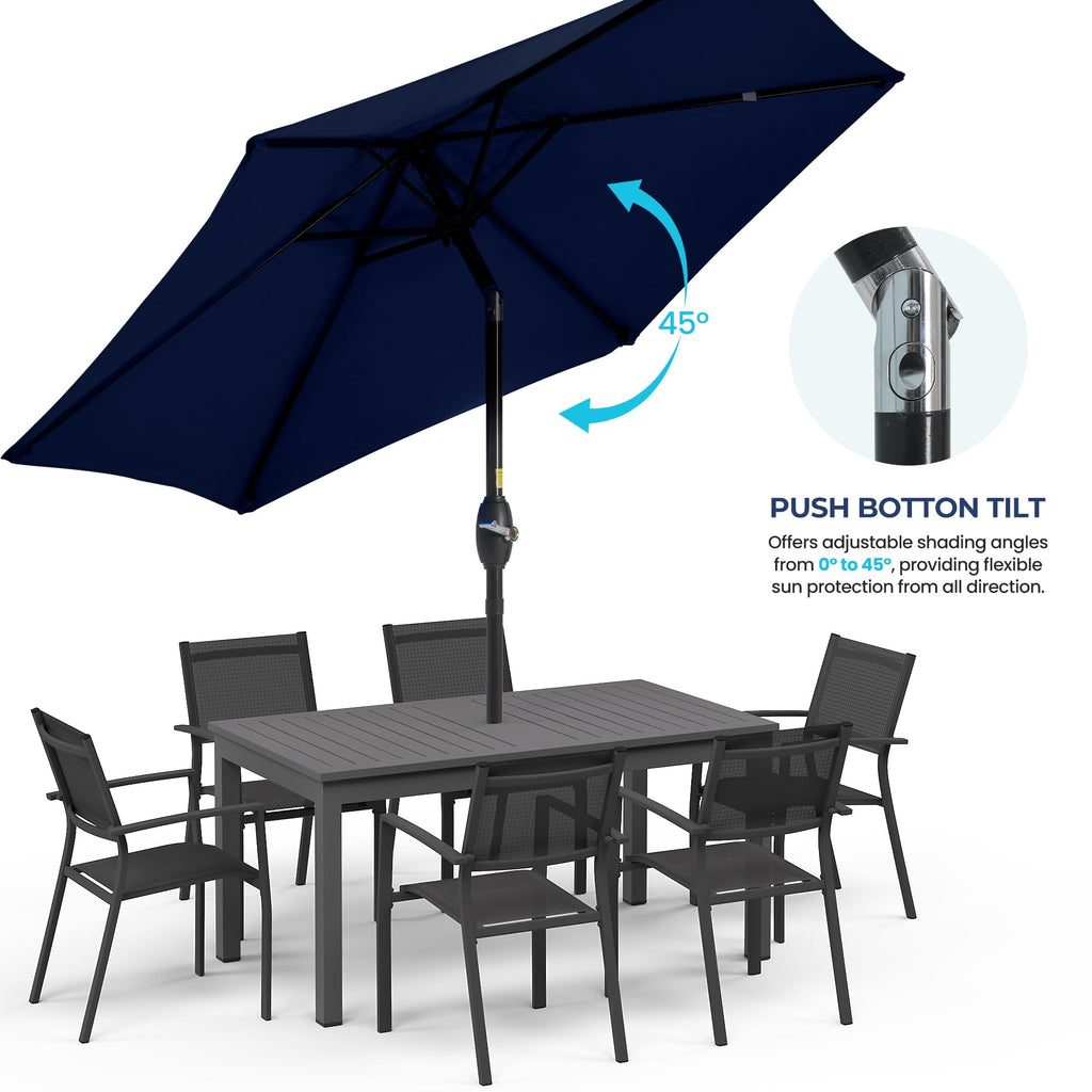 SUNVIVI OUTDOOR Outdoor Patio Umbrella, Patio Umbrella, Market Umbrella, Large Outdoor Umbrella, Metal Pole Umbrella with Push Button Tilt and Crank, Polyester Canopy