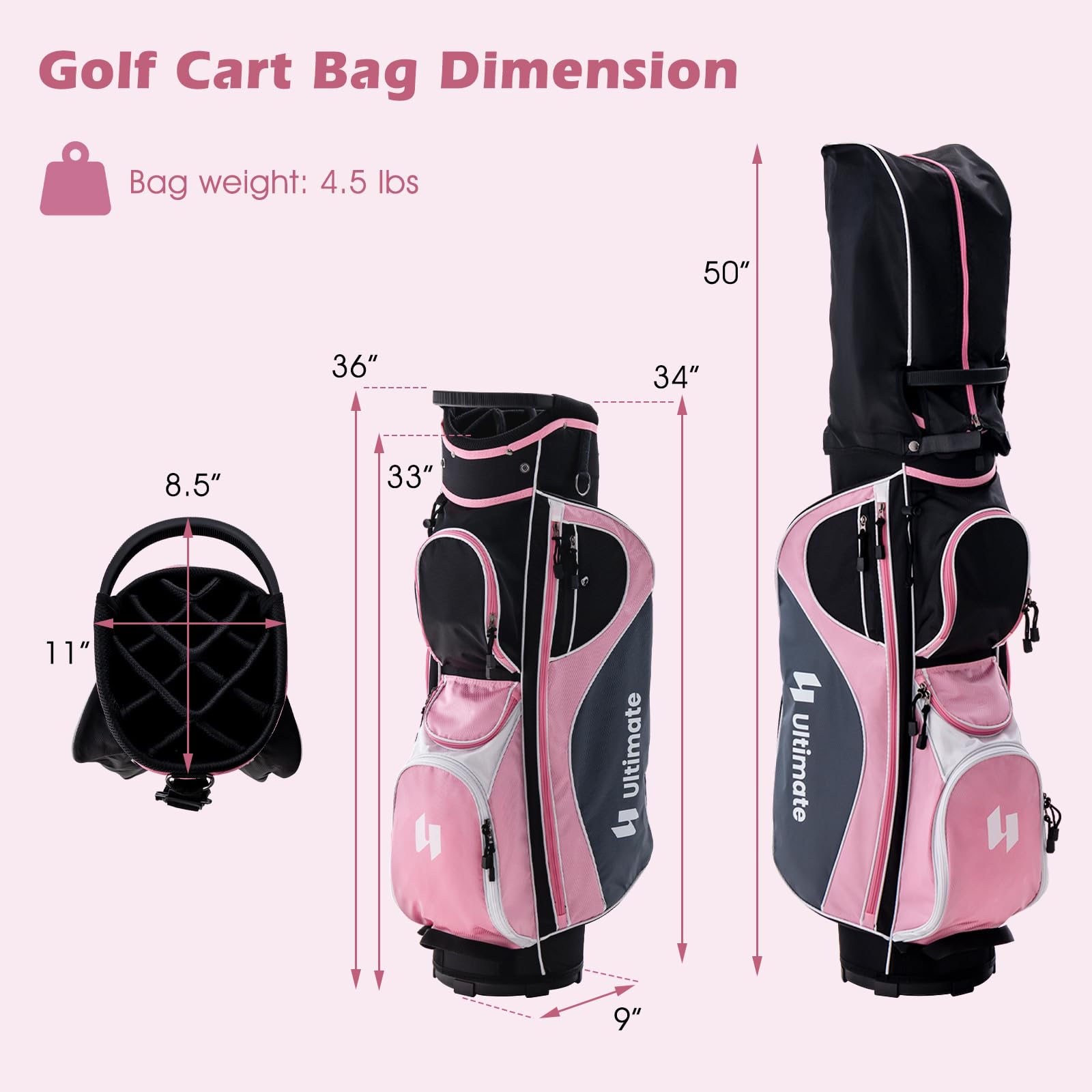 Tangkula 9/10/12 Pieces Women's Complete Golf Clubs Set, Golf Club Package Set with 460CC Driver, Fairway Wood & Hybrid, Irons, Putter, Portable Regular Golf Club Set