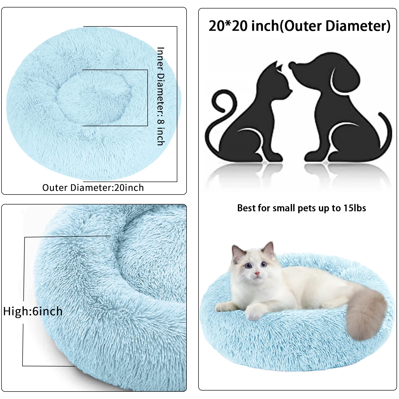 Nisrada Cat Beds for Indoor Cats,15.7 Inch Small Cats Beds, Washable-Round Pet Bed for Puppy and Kitten with Slip-Resistant Bottom