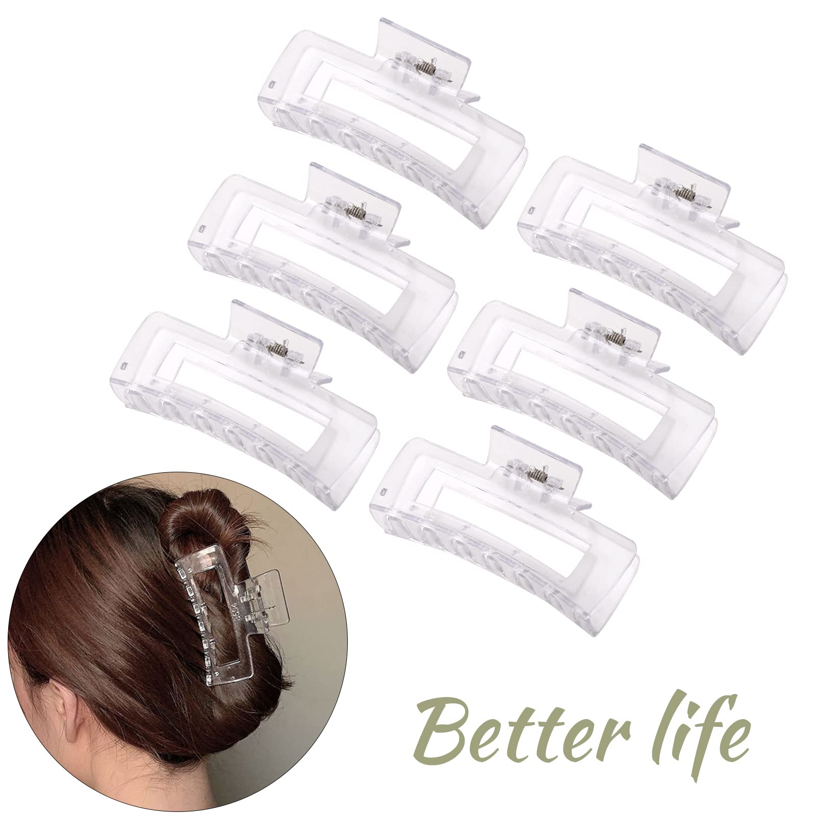 12 Pack Black Square Claw Clips, Big and Small Neutral Rectangle Hair Claw, Non-slip Matte Large Hair Clips for Women,Strong Hold jaw clip for Thick Thin Hair