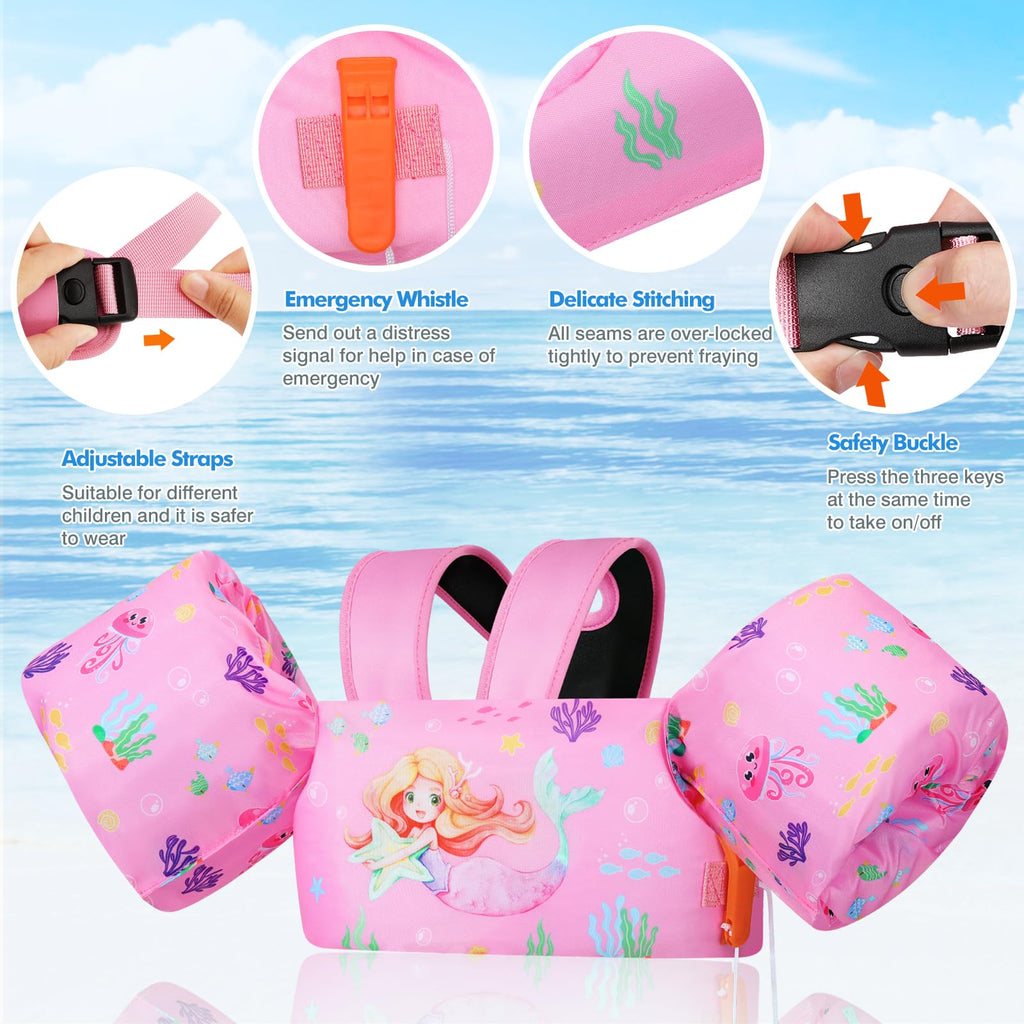 Moko Swim Arm Band for Kids 20-30-50 lbs, Cute Cartoon Toddler Swim Vest, Swimming Water Wings Pool Floaties Sleeve for Children Learn to Swim