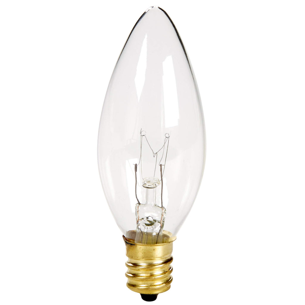 Holiday Joy C26 Christmas Crystal Clear Torpedo Tip Candelabra Replacement Night Light Bulbs - 7 Watt - 120 Volts - E12 (12 Pack) - Great for Electric Window Candle Light Bulbs Lamps