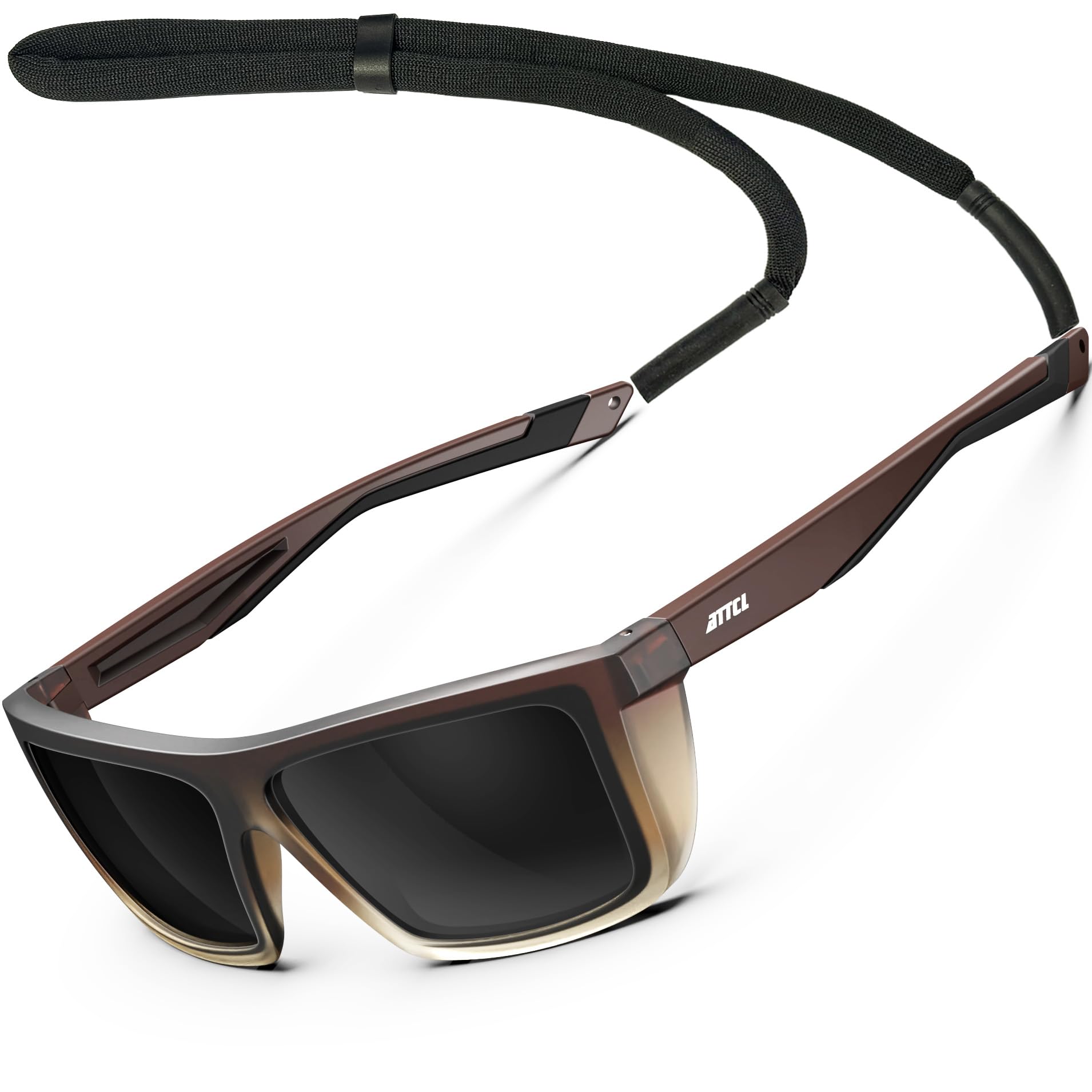 ATTCL Sports Polarized Sunglasses for Men: Secure Anti-Slip Lightweight TR90 Square Frame UV Protection for Driving Fishing