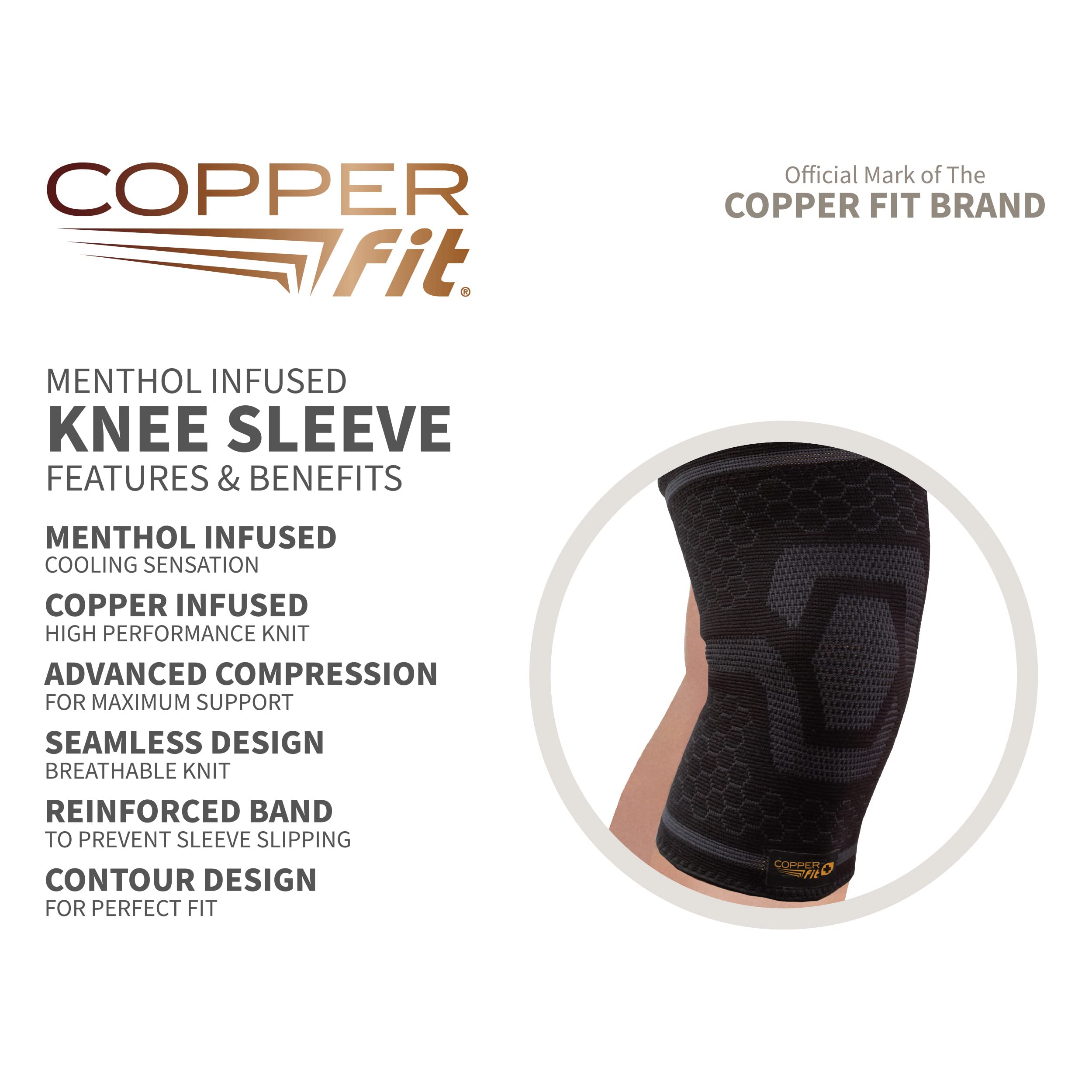 Copper Fit ICE Knee Compression Sleeve Infused with Menthol