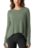 ODODOS Long Sleeve Tee for Women with Thumb Hole Athletic Gym Workout Crop Tops Yoga Shirts