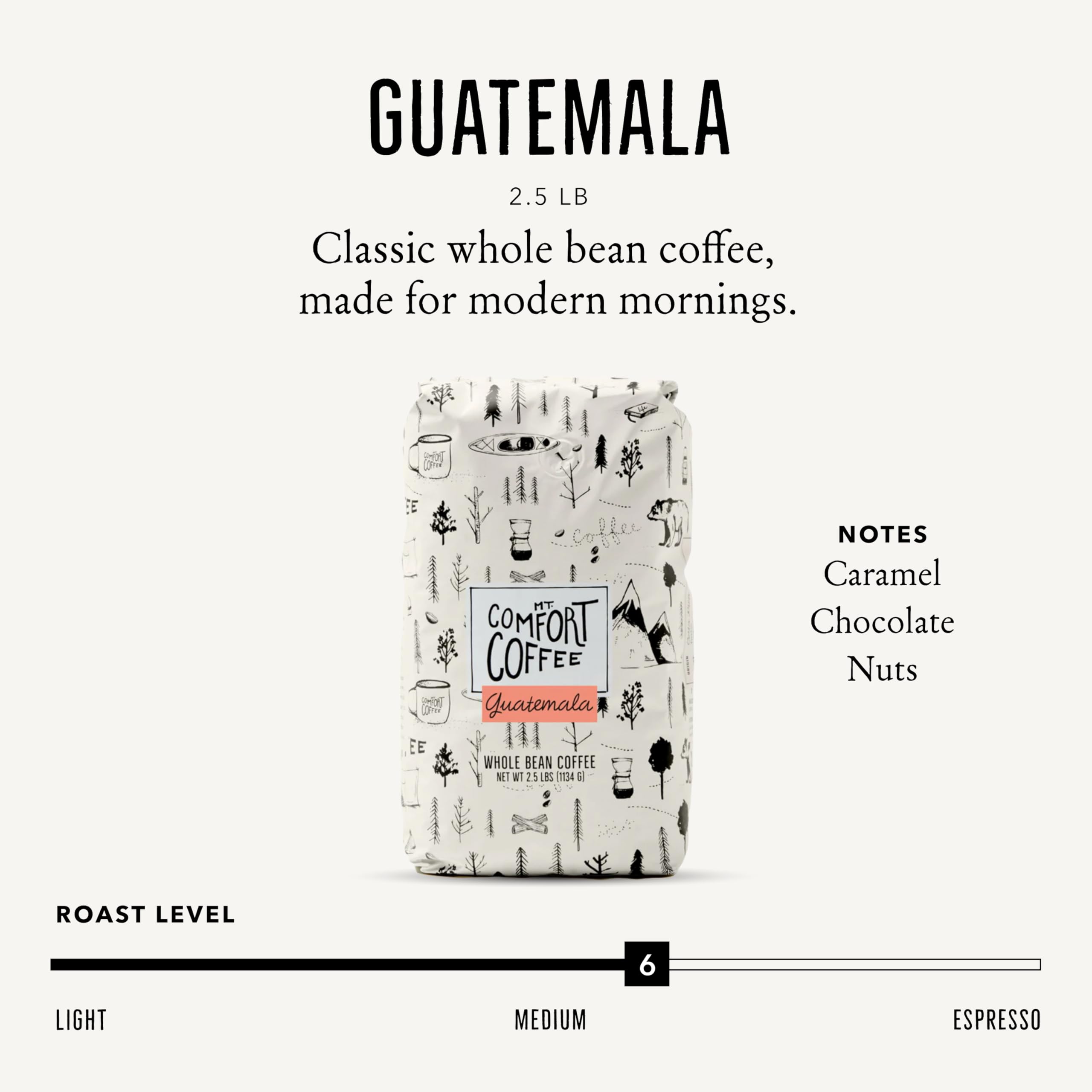 Mt. Comfort Coffee Costa Rica Medium Roast, 2.5lb - Sourced From Local, Costa Rican Coffee Farms - Roasted Whole Bean