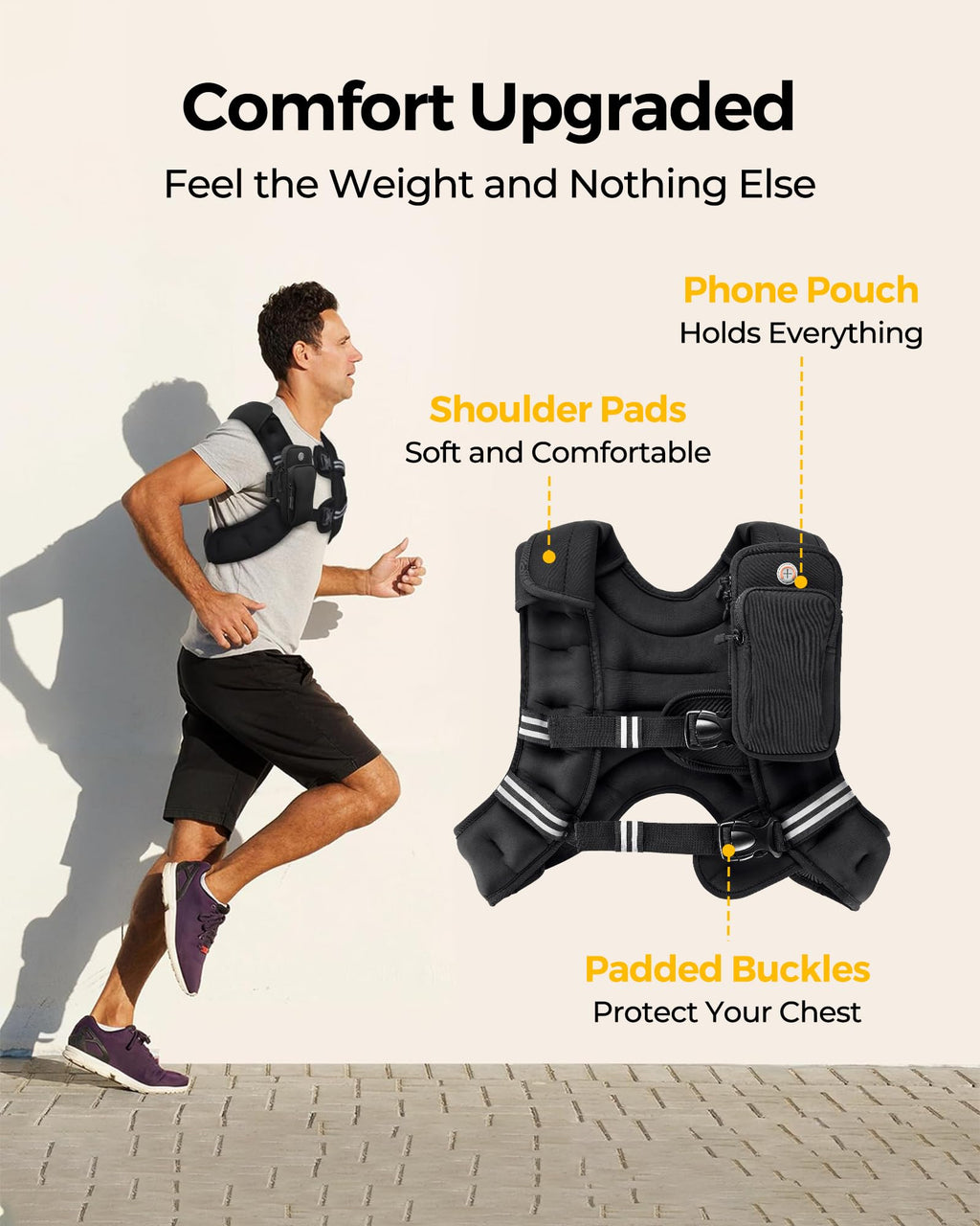 PACEARTH Weighted Vest,6lb/8lb/10lb/12lb/16lb/20lb/25lb/30lb Weight Vest with Reflective Stripe, Body Weight Vests for Women, Men, Weight Loss Workout, Strength Training, Running, Walking, Jogging