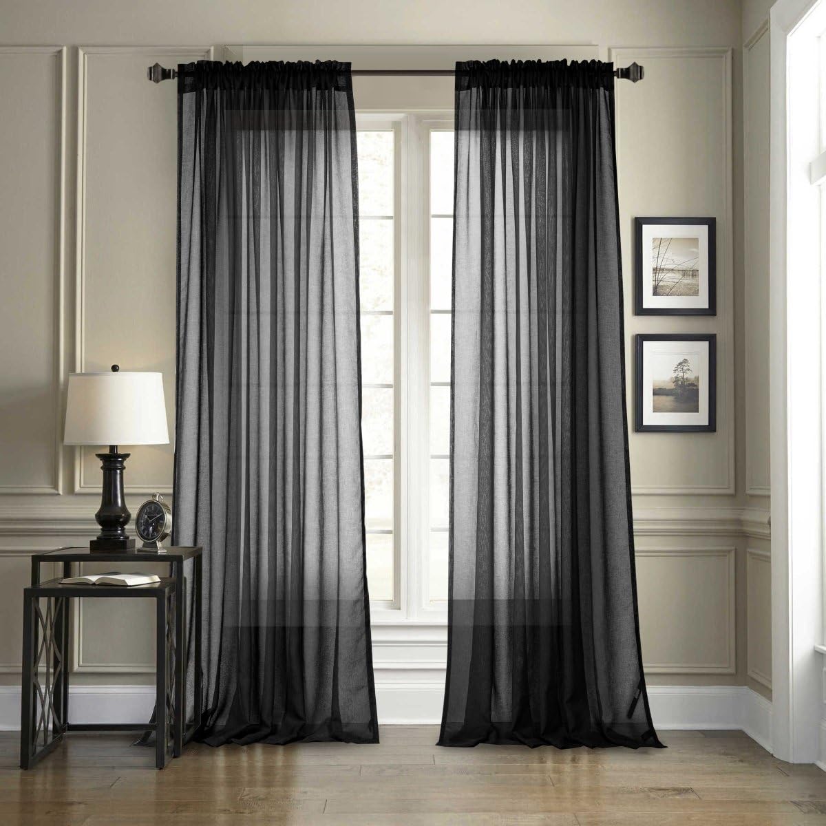 Dreaming Casa Solid Sheer Curtains 84 Inches Long Grey Rod Pocket Voile Draperies for Bedroom Living Room, 2 Panels, Each 42" W x 84" L