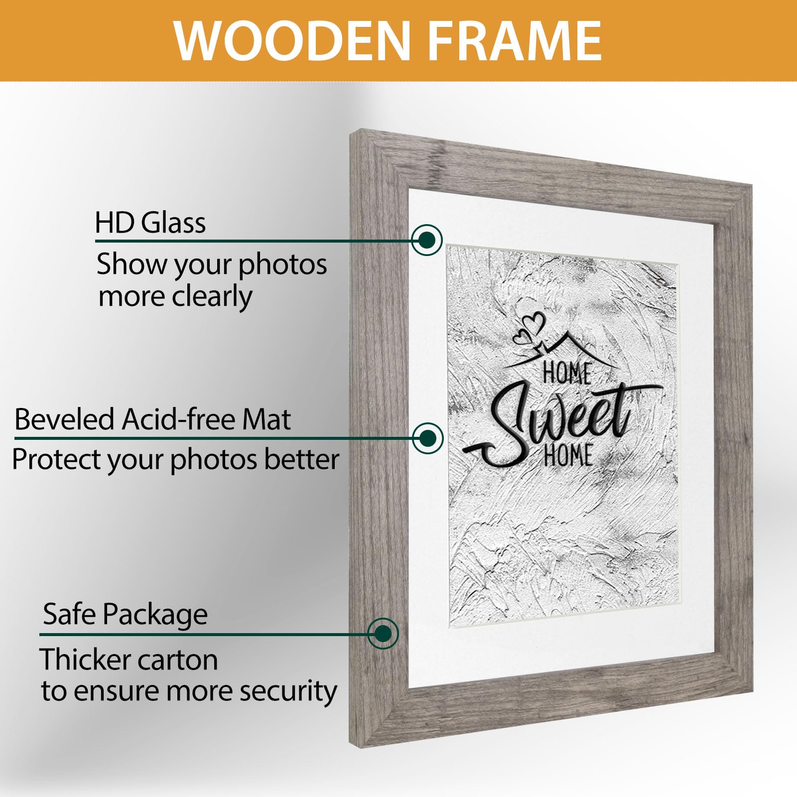 Califortree Black 11x14 Picture Frame - Display Photos 8x10 with Mat or 11x14 Without Mat - HD Glass Inside, Set of 2
