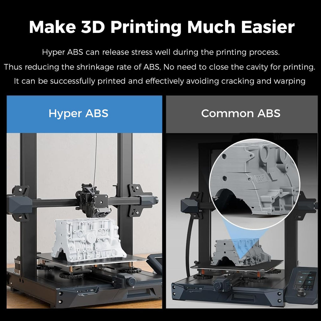 Creality Hyper ABS Filament, Official 3D Printer Filament ABS 1.75mm for Up to 300mm/s High-Speed Printing Convenient Open Printing Material, 1kg(2.2lbs) Spool Fit Most 3D Printer(Black)