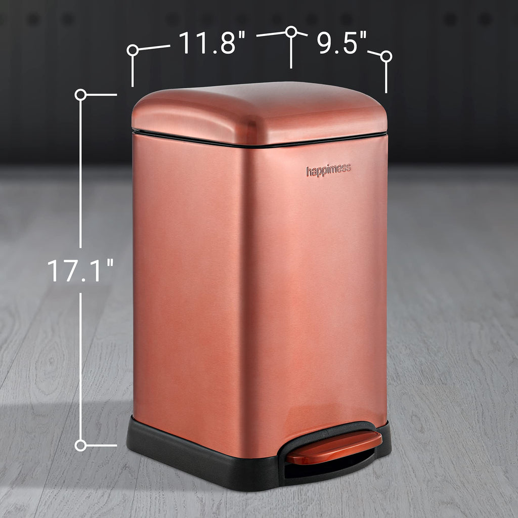 happimess HPM1012B Betty Retro Mini 3.2-Gallon Step-Open Trash Can with Soft-Close Lid, Modern, Minimalistic, Fingerprint Proof for Home, Kitchen, Laundry Room, Office, Bedroom, Bathroom, Black