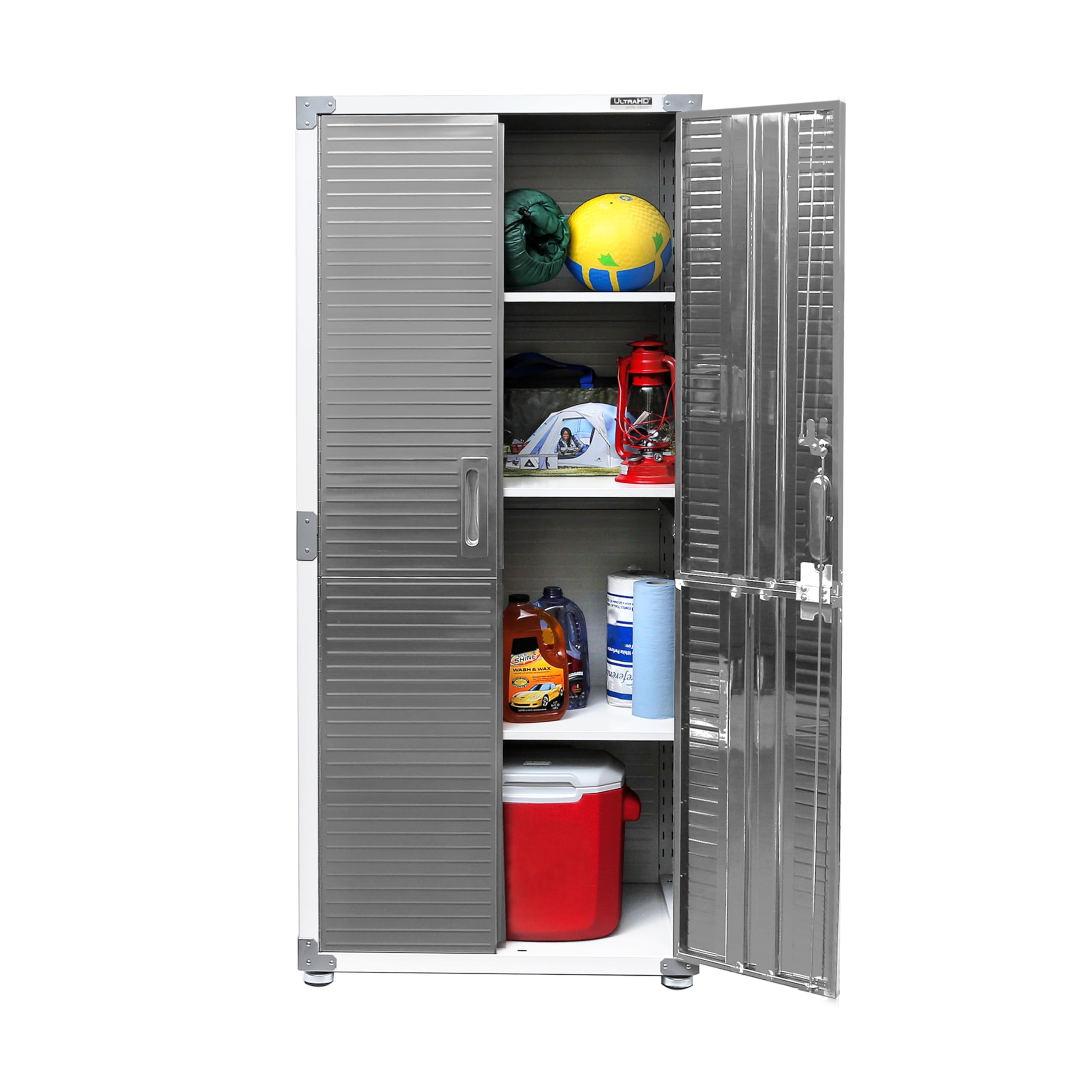 Seville Classics UltraHD Solid Steel Lockable Metal Storage Cabinet Locker Organizer, w/Adjustable Shelves for Garage, Warehouse, Office, Classroom, Granite, 30" W x 18" D x 72" H