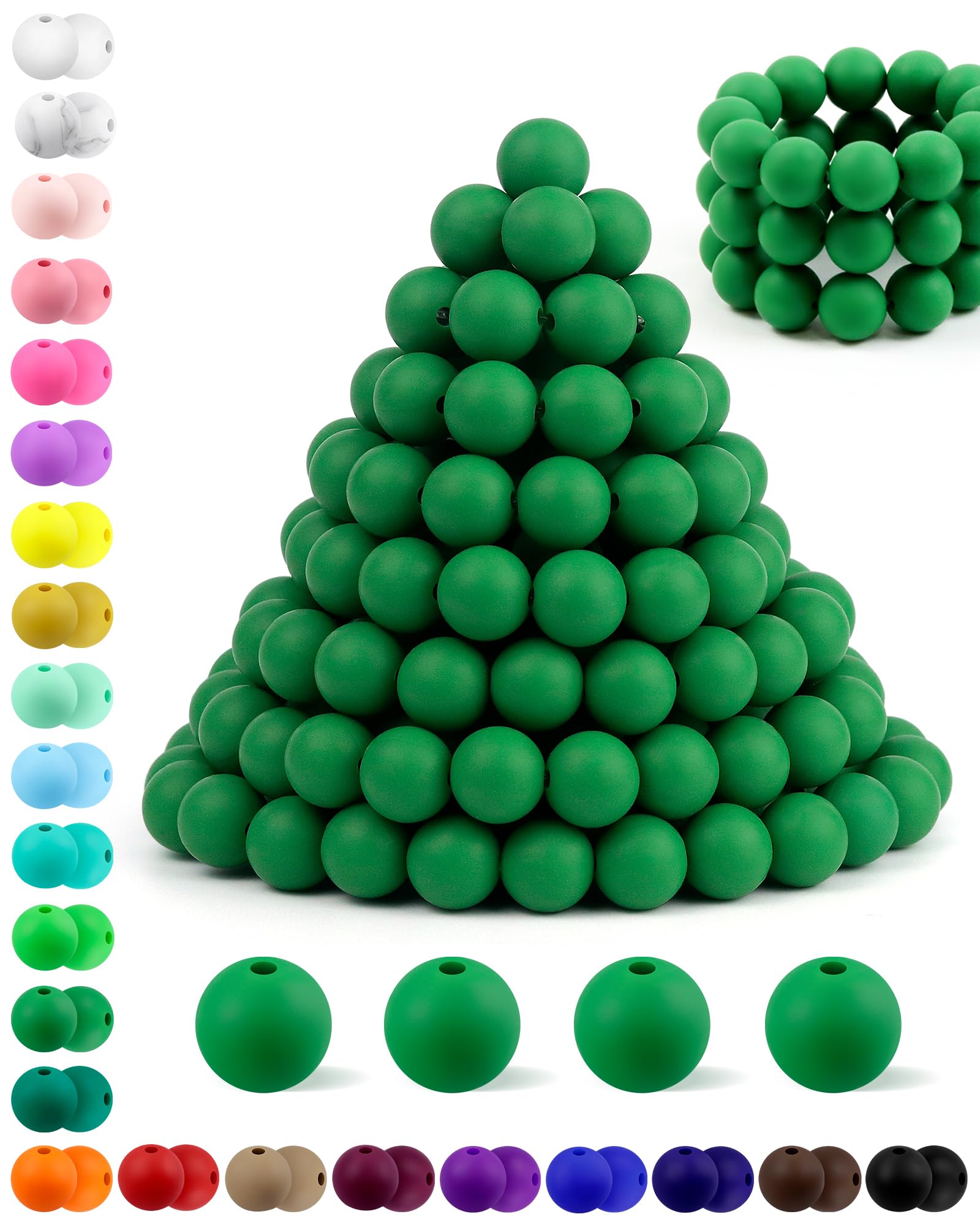 180PCS FIVEIZERO Silicone Beads – 30 Colors 12mm Round Rubber Beads Bulk for DIY Crafts, Keychain Accessories & Jewelry Making | Soft Silicone, Seamless Finish, Easy to String, Fade Resistant, Durable for Daily Use