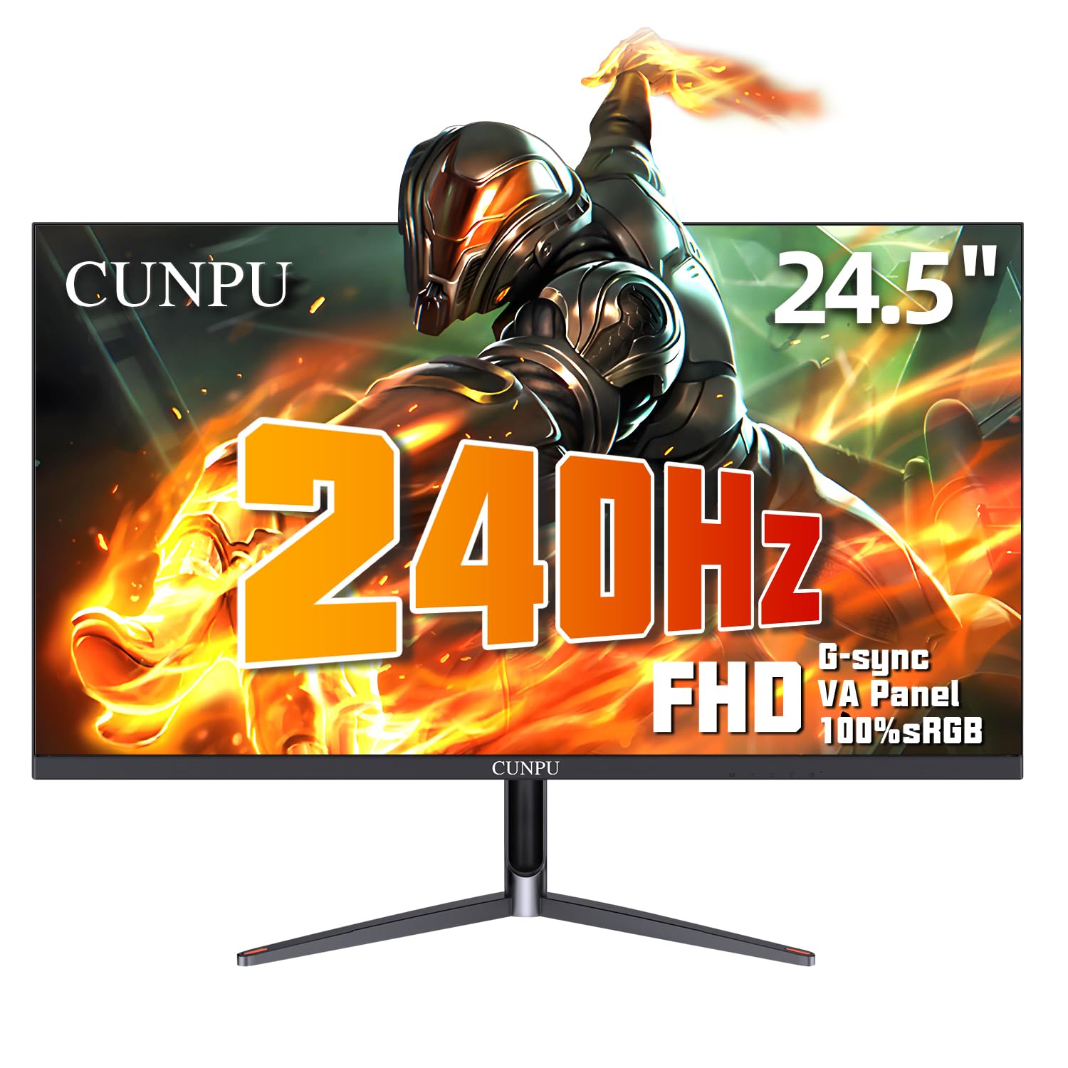 CUNPU 24 Inch 1080P 200Hz Gaming Monitor, FHD Fast IPS Panel, 124% sRGB 1ms HDR Zero-Frame Computer Monitor, Built-in Speaker, HDMI 2.1, DisplayPort 1.4, FreeSync & G-Sync, Tilt, VESA, Eye Care