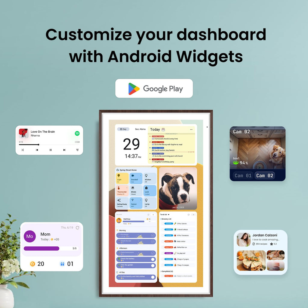 Apolosign 27-inch Digital Calendar & Smart Family Wall Planner, No Subscription, Calendar & Dashboard Dual-Mode System, Shared Touchscreen Display with Calendar Sync, Chore Charts & Family Scheduling Hub, Wall Mount Included (Black)