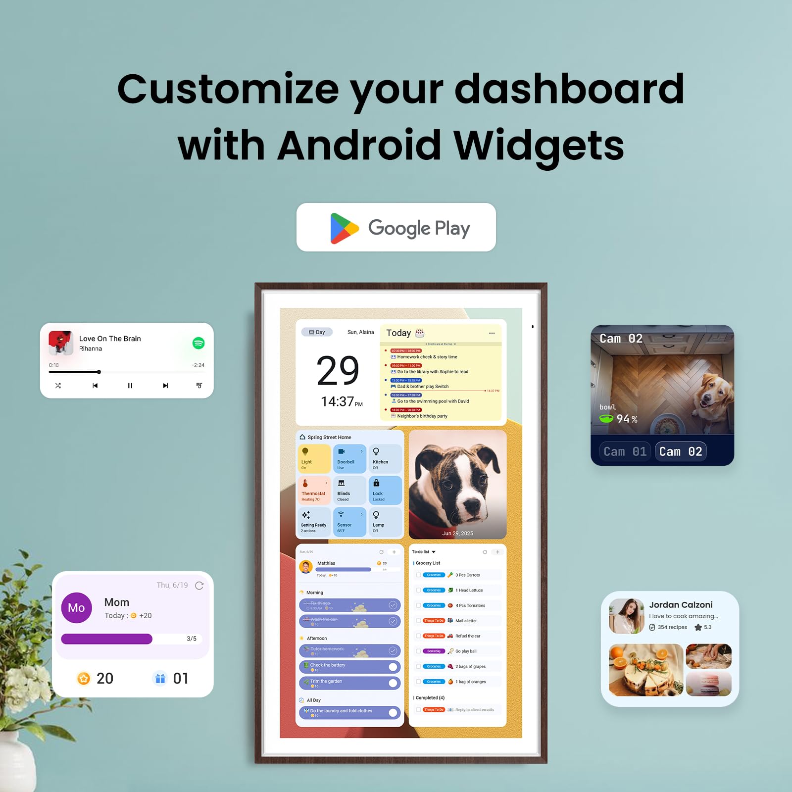 Apolosign 27-inch Digital Calendar & Smart Family Wall Planner, No Subscription, Calendar & Dashboard Dual-Mode System, Shared Touchscreen Display with Calendar Sync, Chore Charts & Family Scheduling Hub, Wall Mount Included (Black)