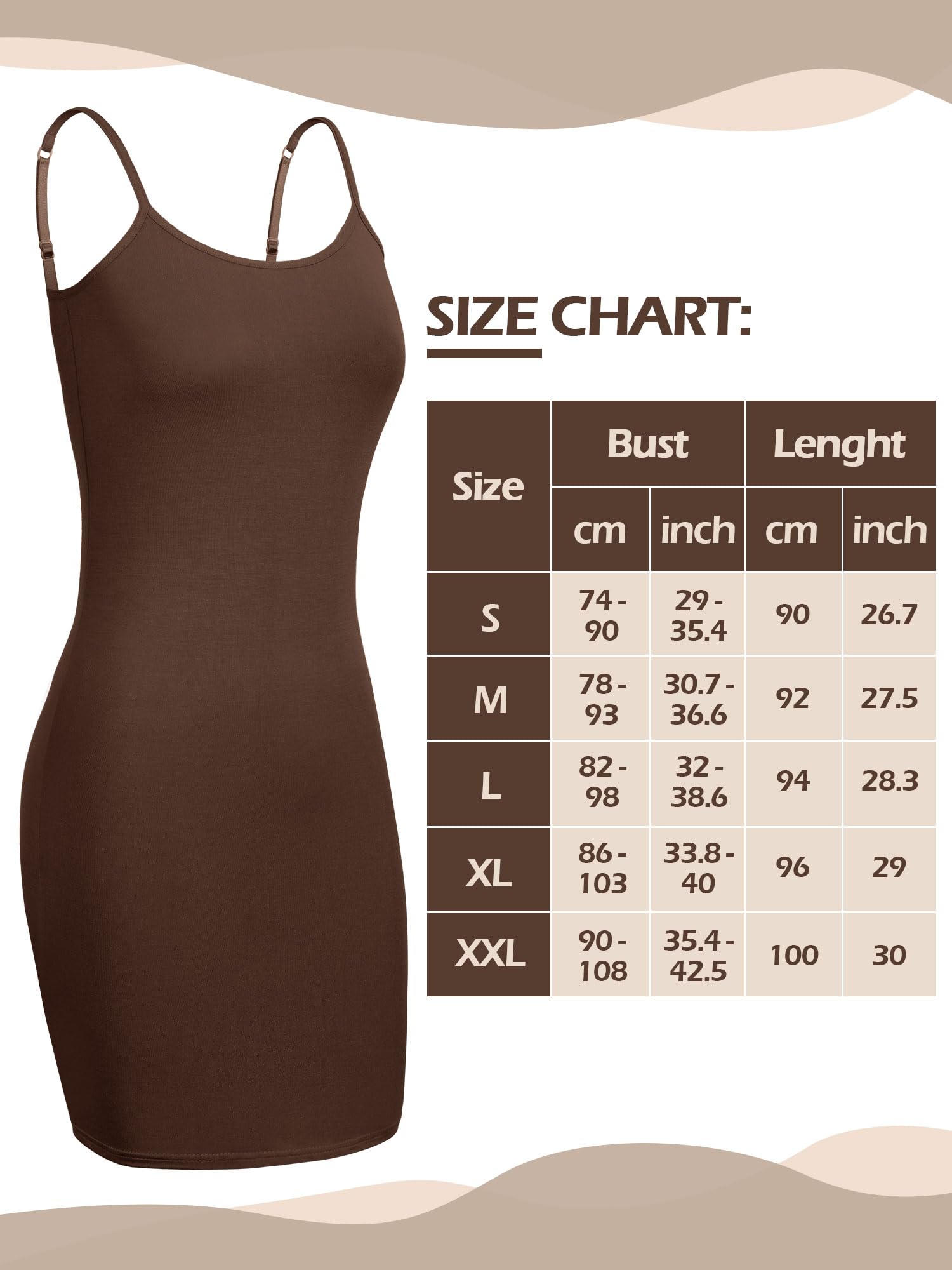 WILLBOND 3 Pieces Women's Basic Cami Long Tanks Dress Spaghetti Strap Slips for Under Dresses, Long Camisoles for Layering