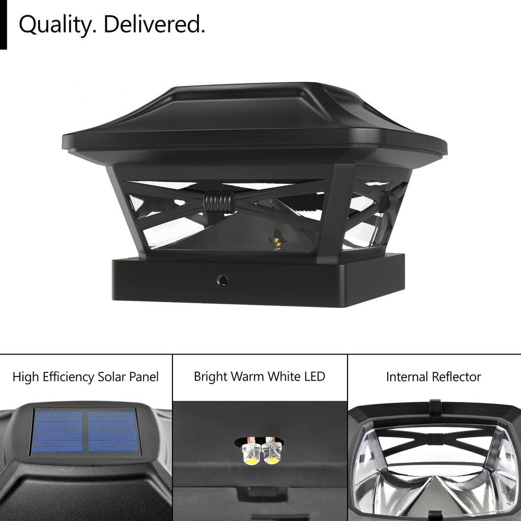 Davinci Lighting Renaissance Solar Outdoor Post Cap Lights - Includes Bases for 4x4 5x5 6x6 Posts - Bright LED Light - Pearl White (1 Pack)