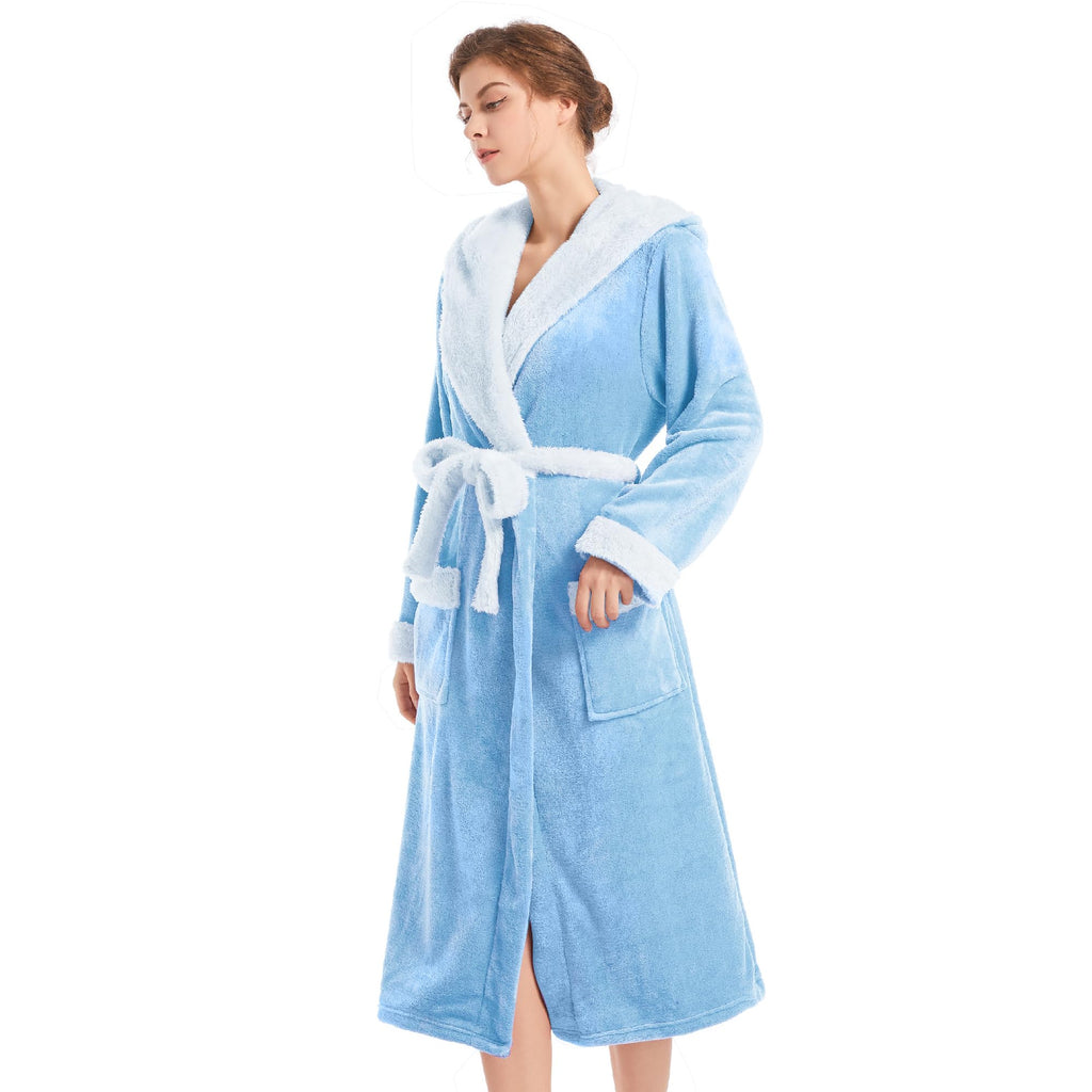 Inner Wish Women Hooded Plush Robe, Fleece Highly Absorbent Cozy Warm Bathrobe